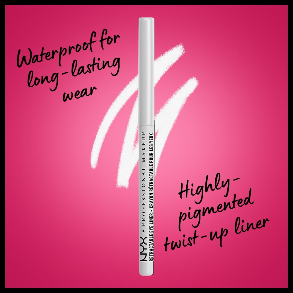 NYX Professional Makeup Retractable Eye Liner, Waterproof Mechanical eye pencil, White
