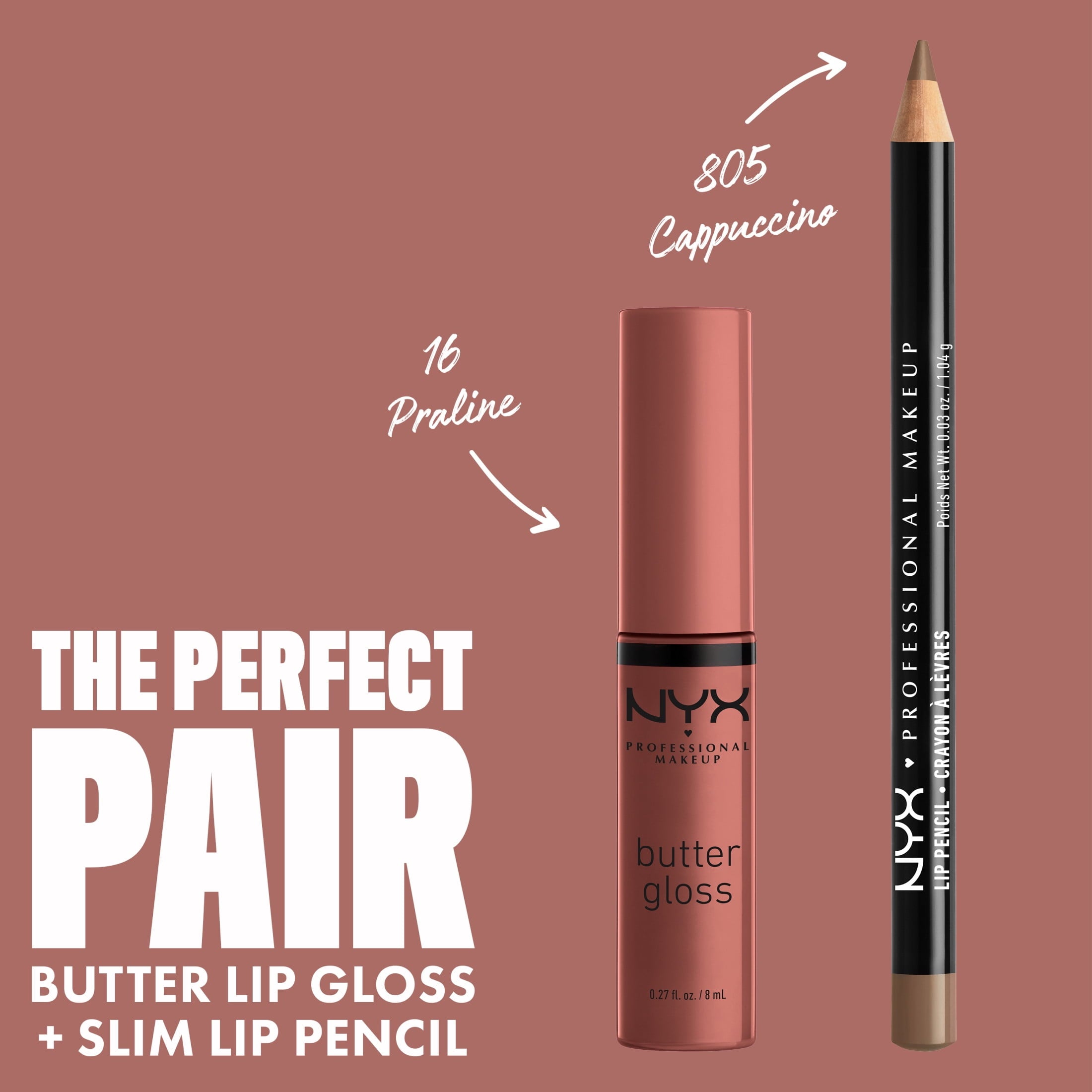 (2 pack) NYX Professional Makeup Butter Gloss, Non-Sticky Lip Gloss, Praline Glosses, 0.27 oz