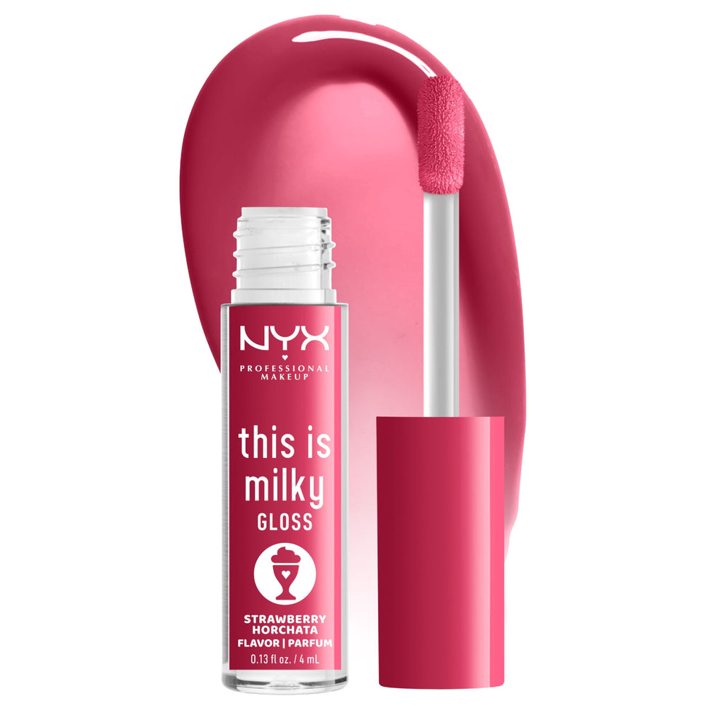 NYX Professional Makeup This Is Milky Gloss, Lip Gloss with 12 Hr Hydration, Strawberry Horchata