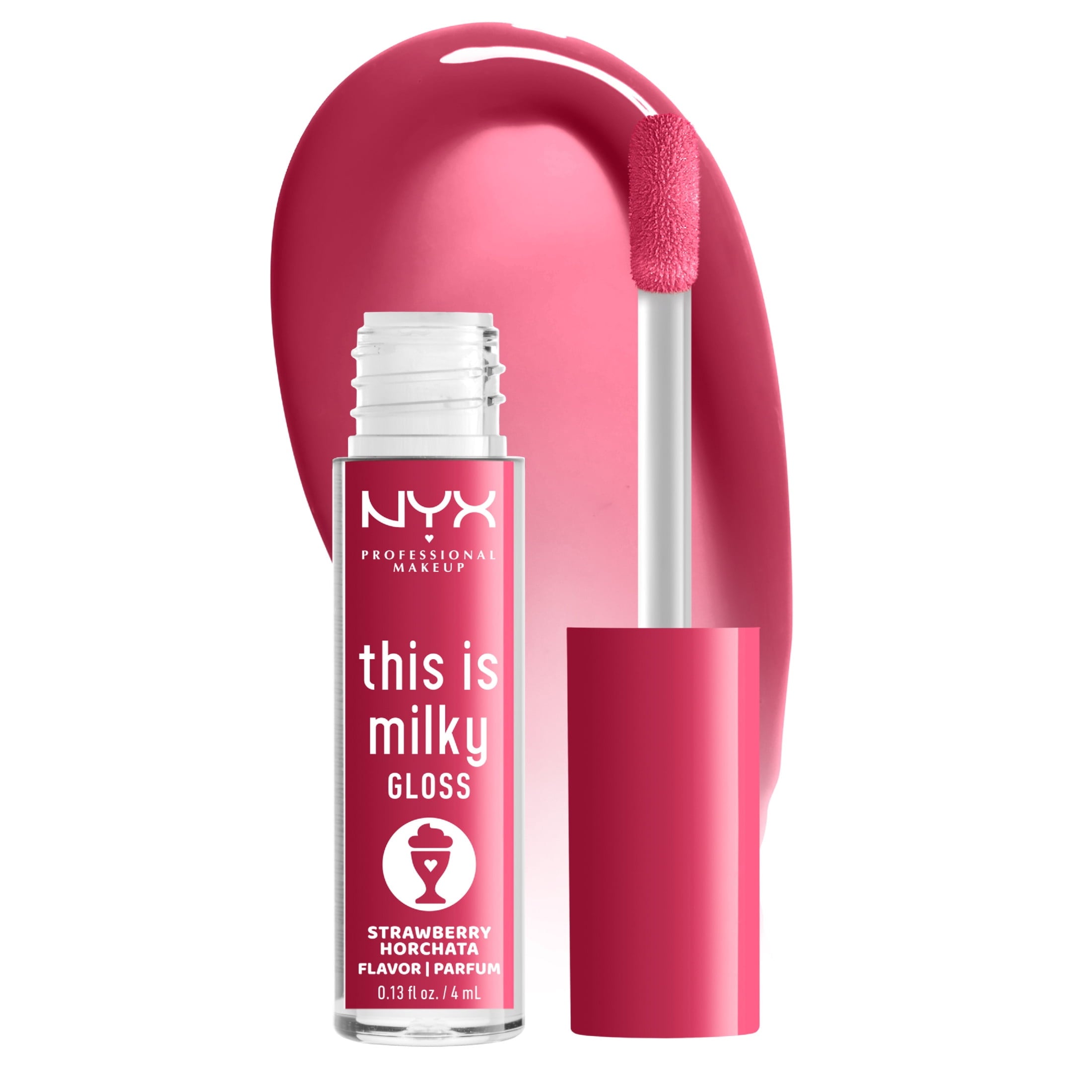 NYX Professional Makeup This Is Milky Gloss, Lip Gloss with 12 Hr Hydration, Strawberry Horchata