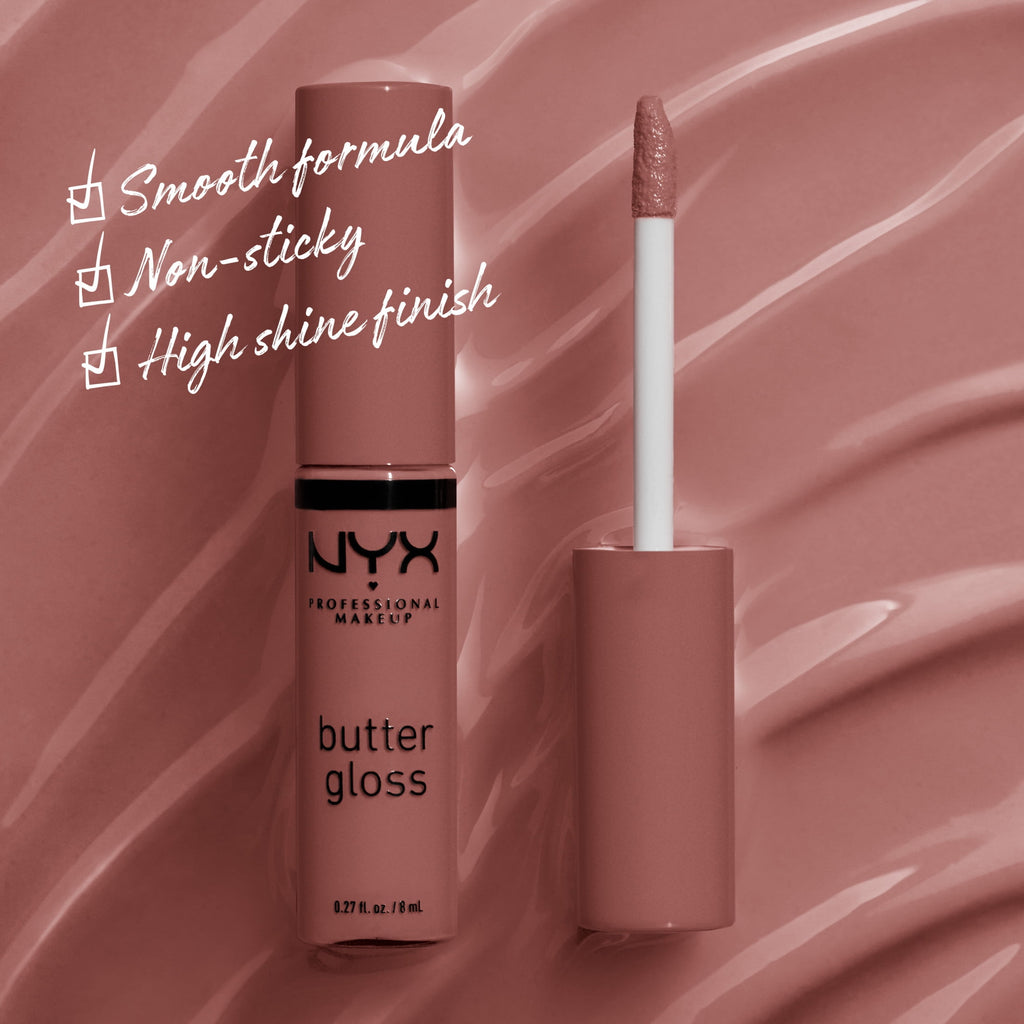 (2 pack) NYX Professional Makeup Butter Gloss, Non-Sticky Lip Gloss, Spiked Toffee, 0.27 Oz