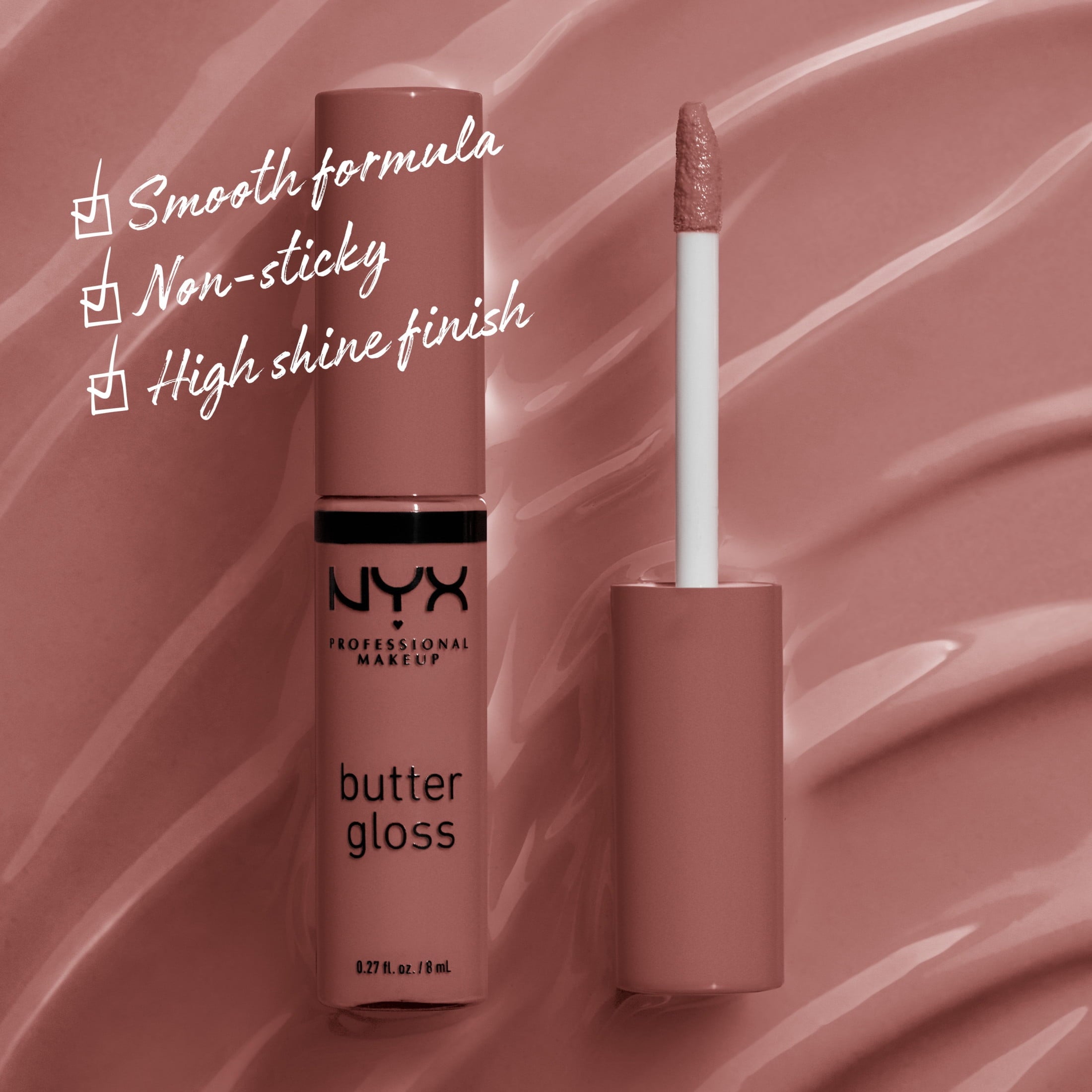 (2 pack) NYX Professional Makeup Butter Gloss, Non-Sticky Lip Gloss, Spiked Toffee, 0.27 Oz