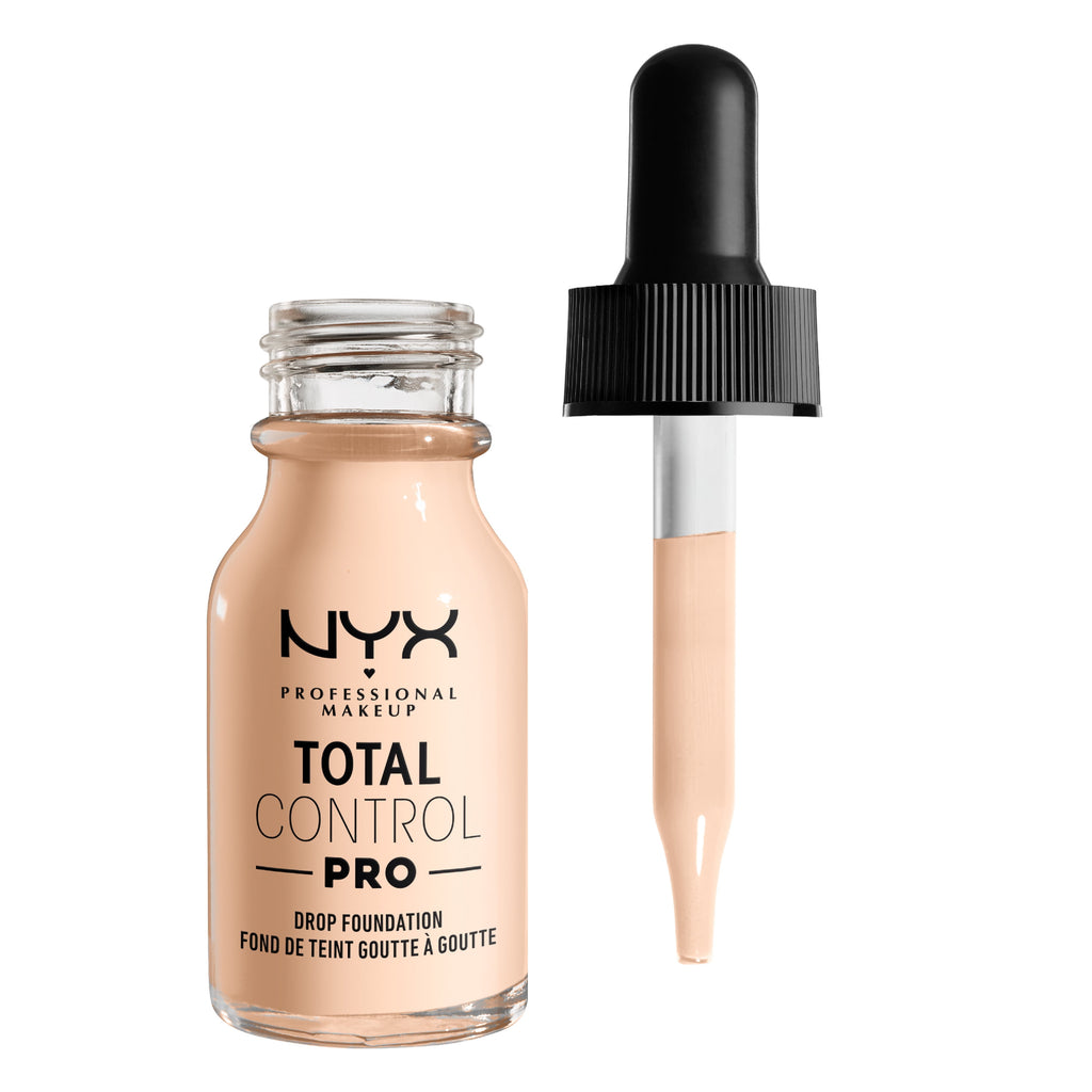 NYX Professional Makeup Total Control Pro Drop Foundation, Skin-true buildable coverage, clean vegan formula, Light Pale, 0.43 oz