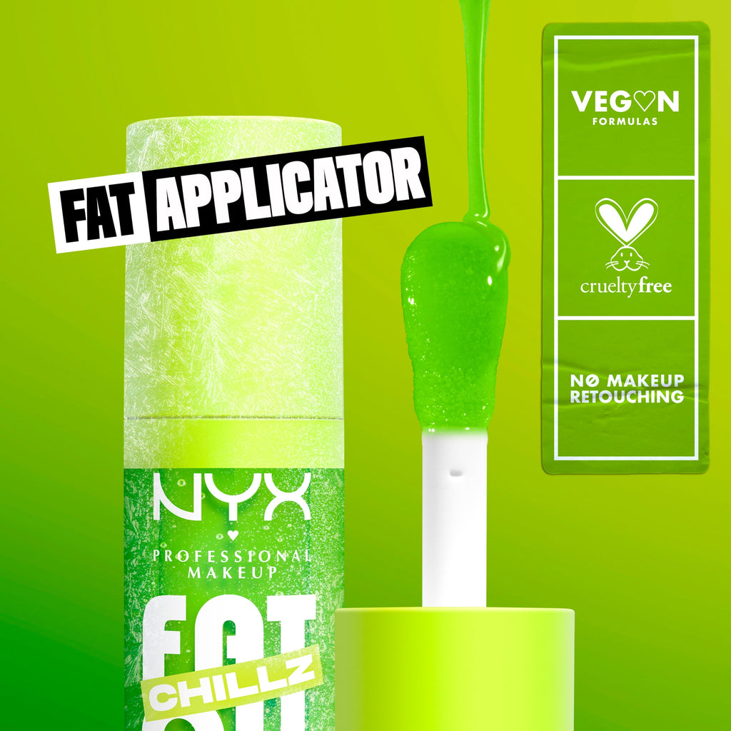 NYX Professional Makeup Fat Oil Chillz Lip Gloss, 12 Hour Hydration, Kiwi Freezie, 0.16 fl oz