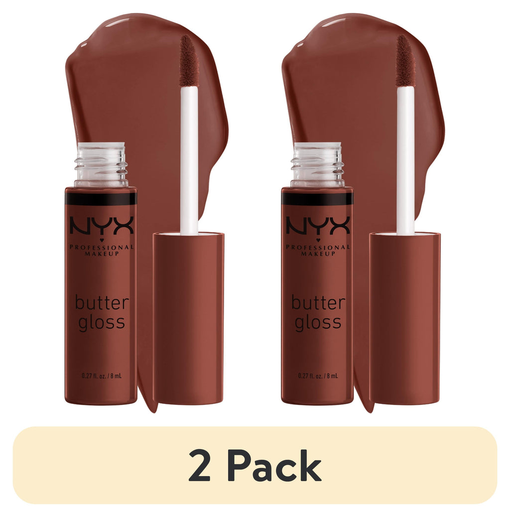 (2 pack) NYX Professional Makeup Butter Gloss Non-Sticky Lip Gloss, Brownie Drip, 0.27 fl oz