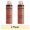 (2 pack) NYX Professional Makeup Butter Gloss, Non-Sticky Lip Gloss, Praline Glosses, 0.27 oz