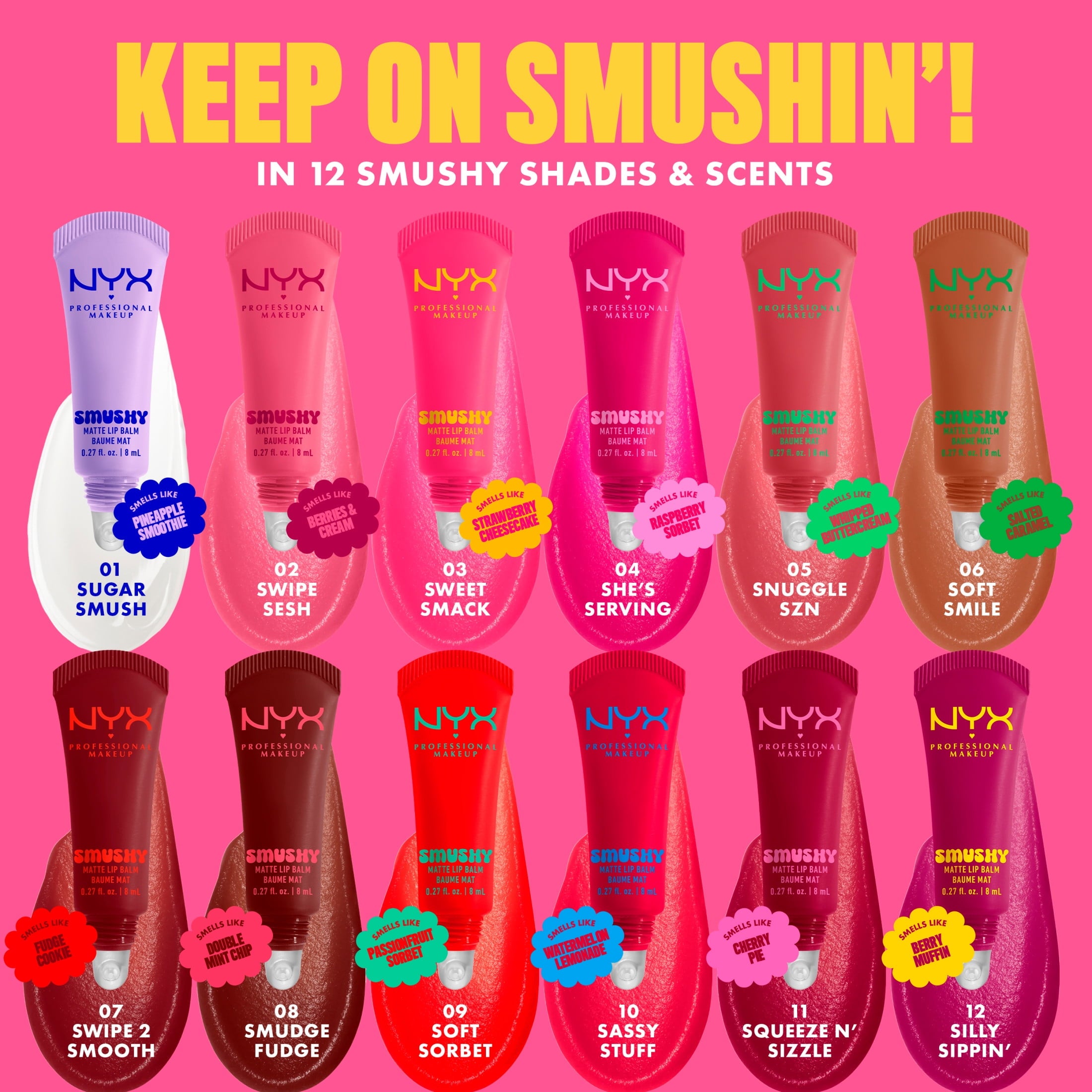 NYX Professional Makeup Smushy Matte Lip Balm, Swipe Sesh, Light Dusty Rose, 0.27 fl oz