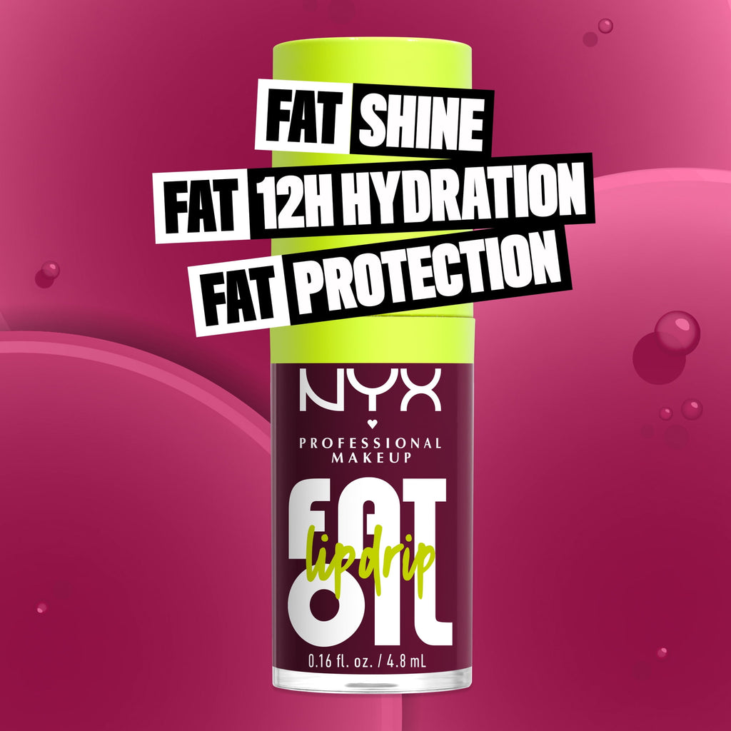 NYX Professional Makeup Fat Oil Lip Drip Lip Oil, 12 Hour Hydration Lip Gloss, That's Chic, 0.16 fl oz