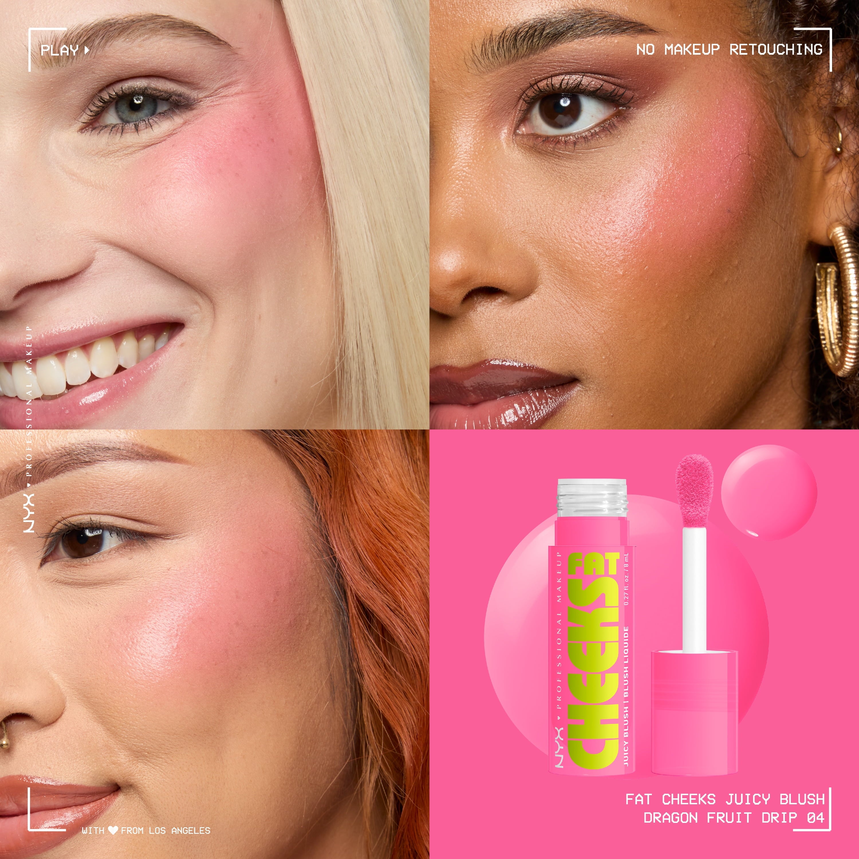 NYX Professional Makeup Fat Cheeks Liquid Blush, Dragon Fruit Drip 04