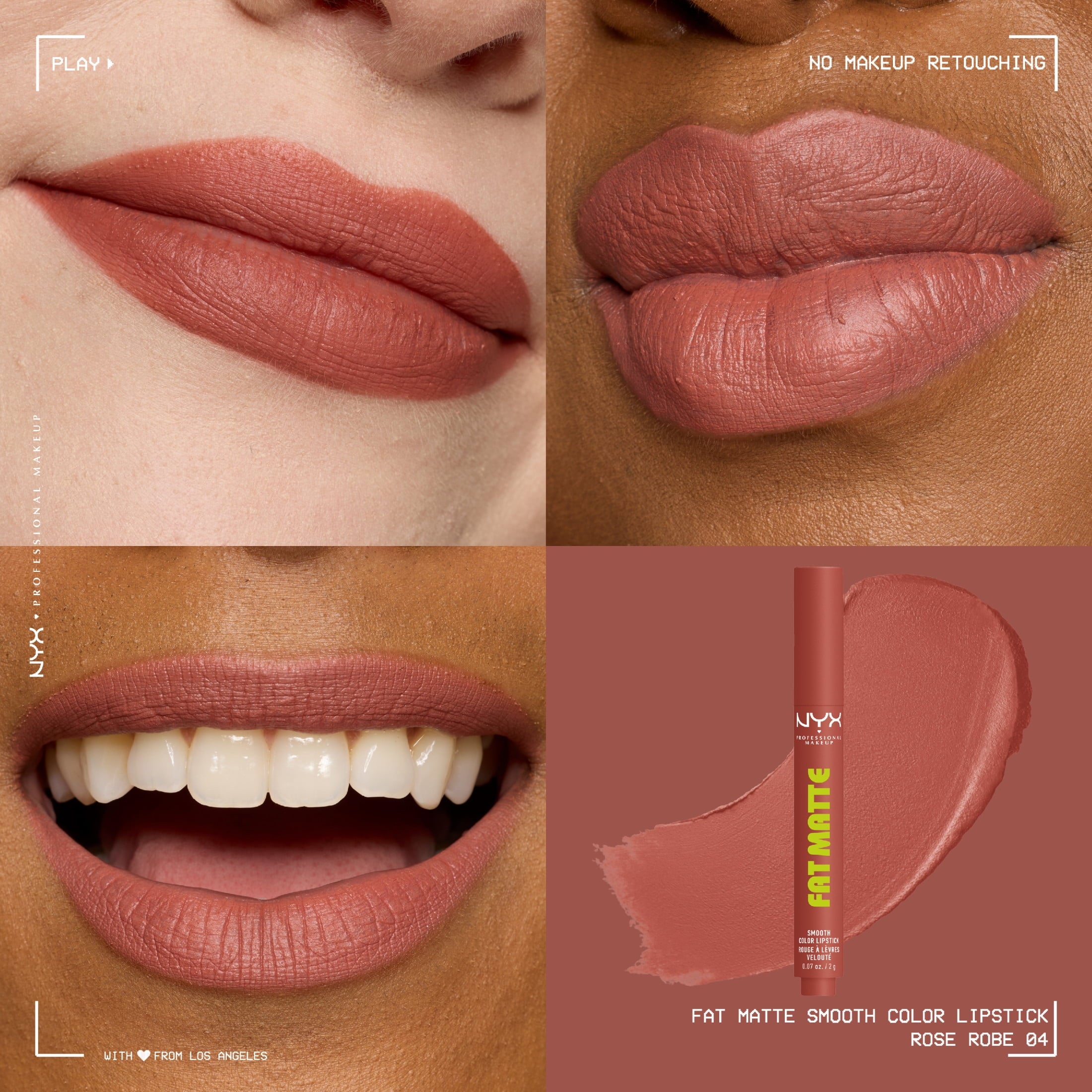 NYX Professional Makeup Fat Matte Lipstick, Smooth Color Long Lasting Lipstick, Rose Robe, 0.07 oz