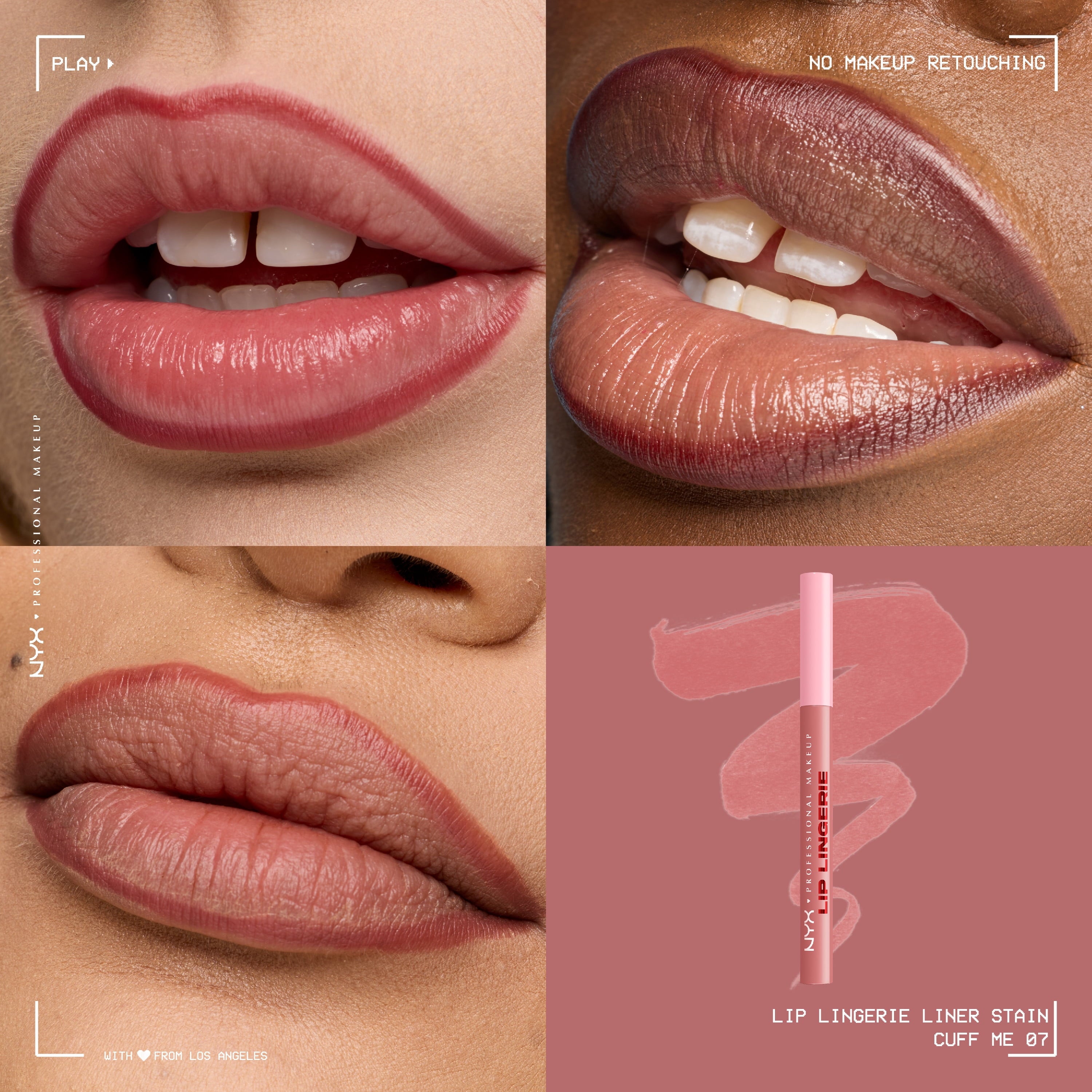 NYX Professional Makeup Lip Lingerie Lip Liner Stain, Waterproof Lip Color, Cuff Me, 0.03 fl oz