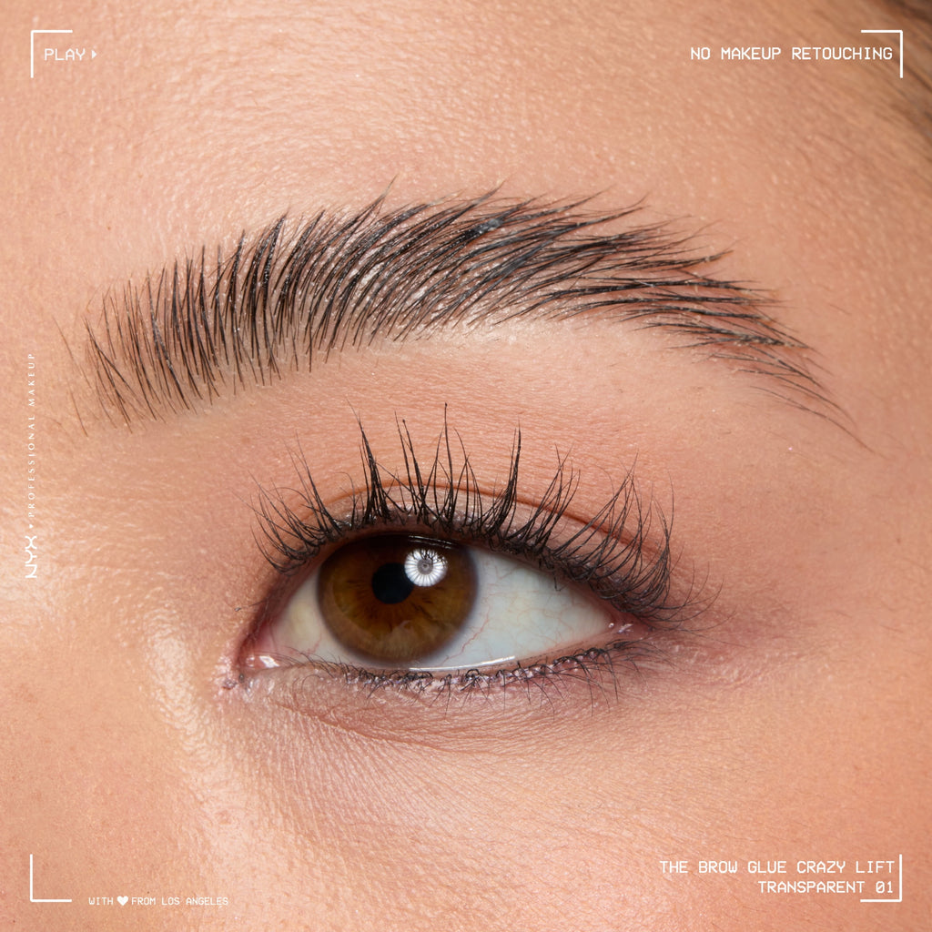 NYX Professional Makeup The Brow Glue Crazy Lift, Shaping Flake-Proof Eyebrow Gel, 24 Hour Hold, Clear, 0.23 fl oz