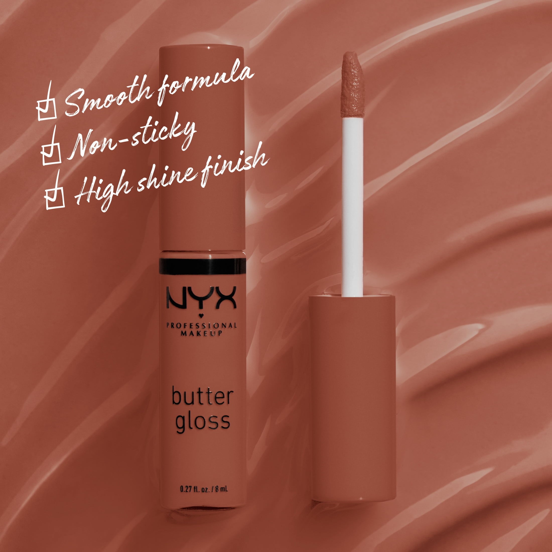 (2 pack) NYX Professional Makeup Butter Gloss, Non-Sticky Lip Gloss, Bit of Honey, 0.27 oz