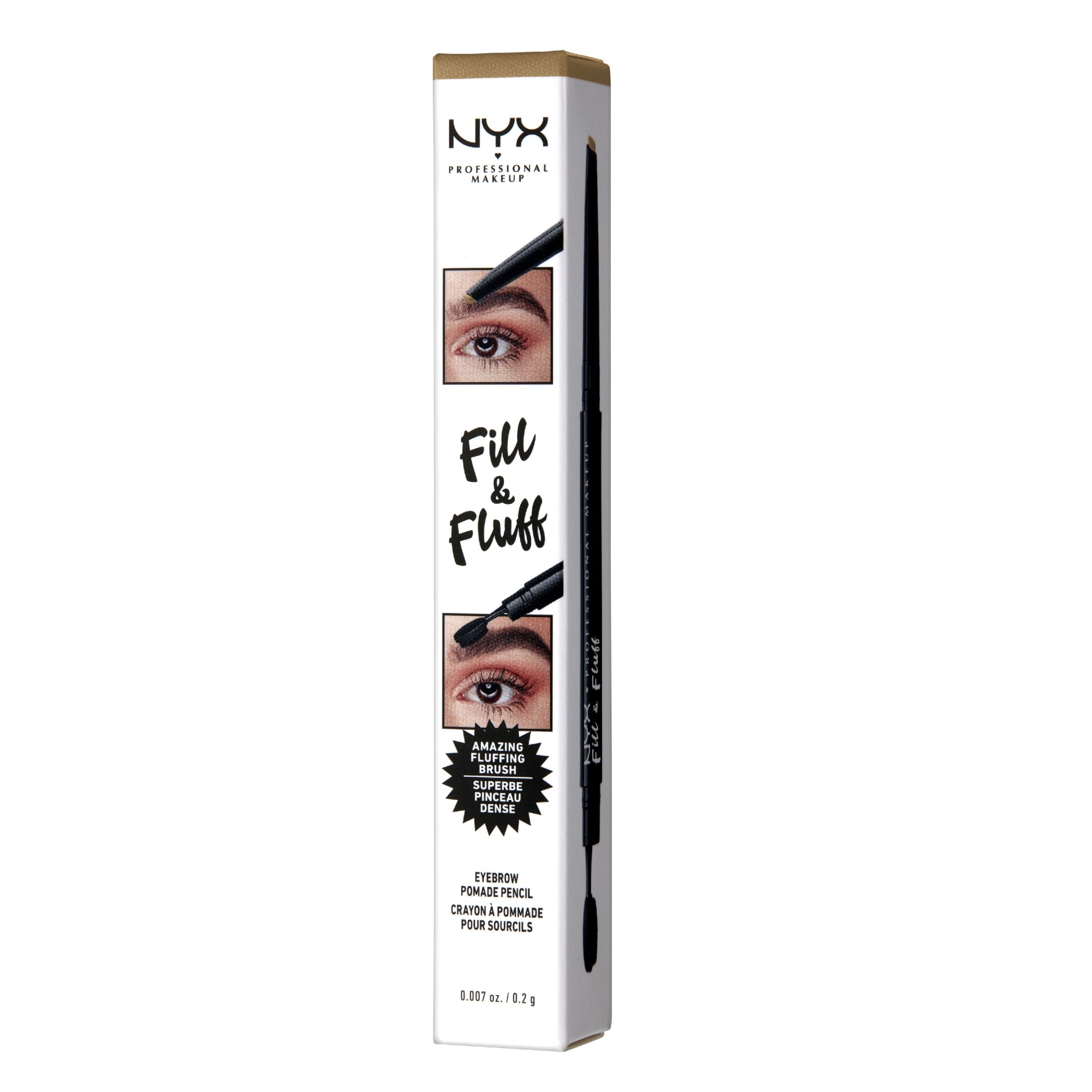 (3 pack) NYX Professional Makeup Fill & Fluff Dual-Ended Eyebrow Pencil Pomade, Blonde, 0.007 oz
