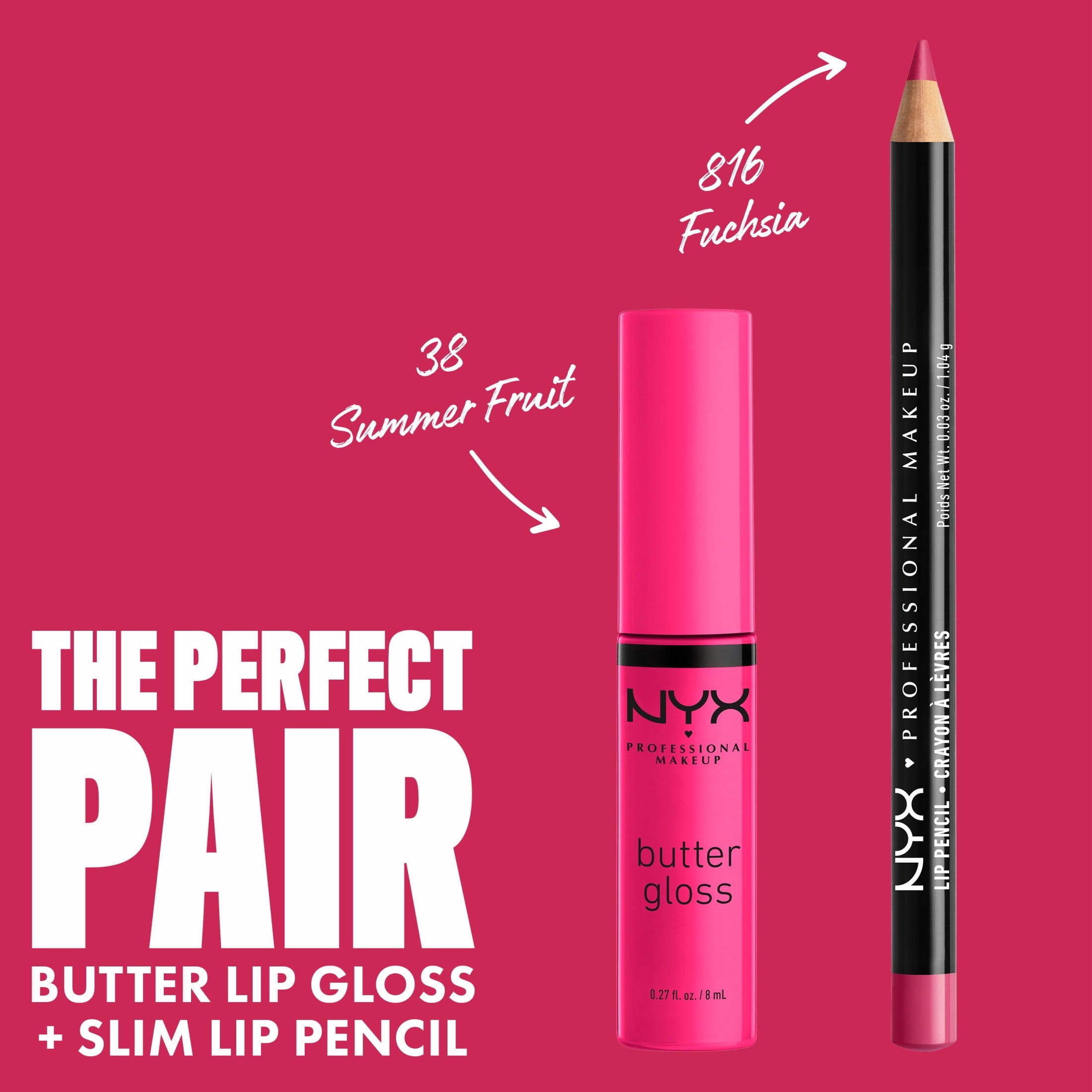 (2 pack) NYX Professional Makeup Butter Gloss, Non-Sticky Lip Gloss, Summer Fruit, 0.27 Oz