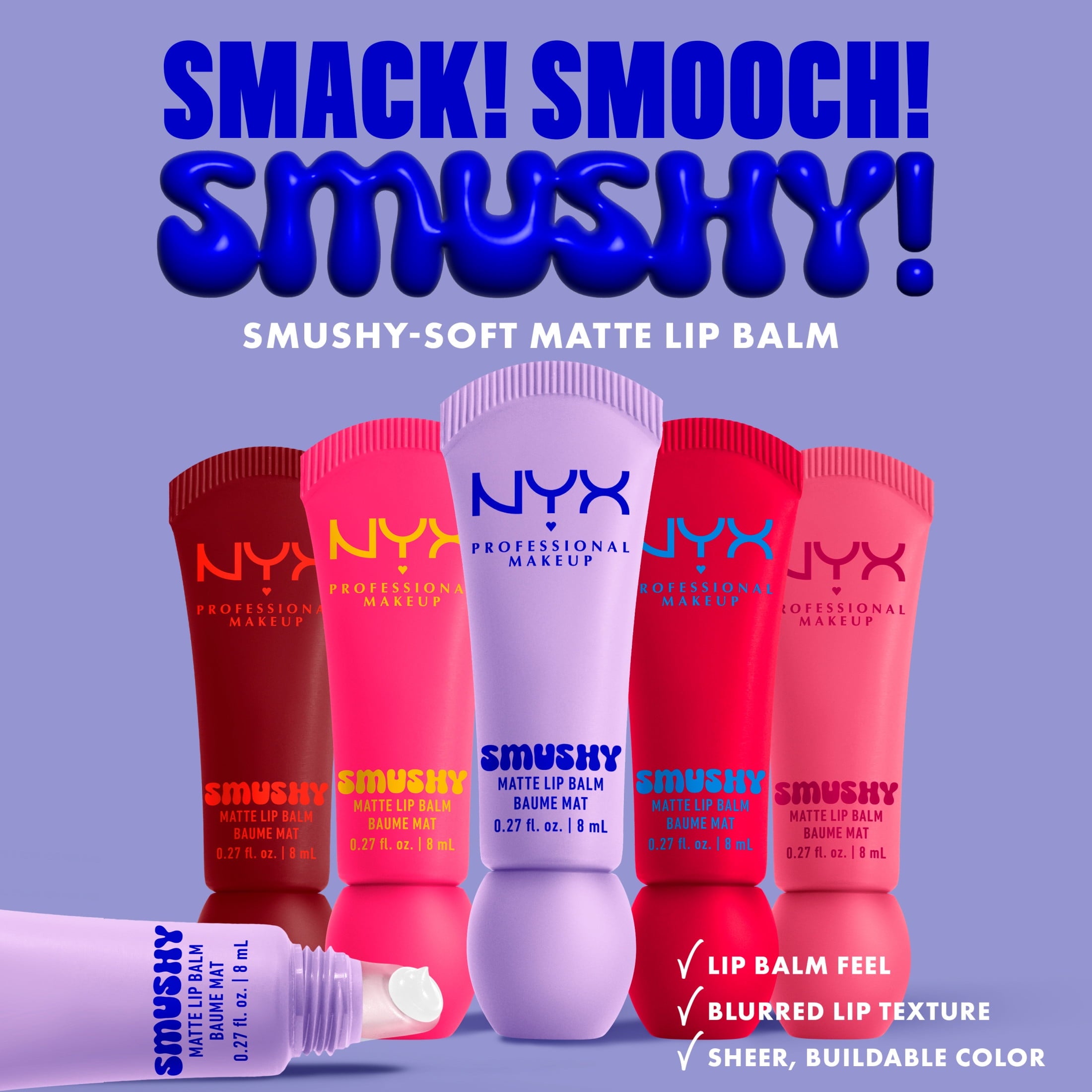 NYX Professional Makeup Smushy Matte Lip Balm, Swipe Sesh, Light Dusty Rose, 0.27 fl oz