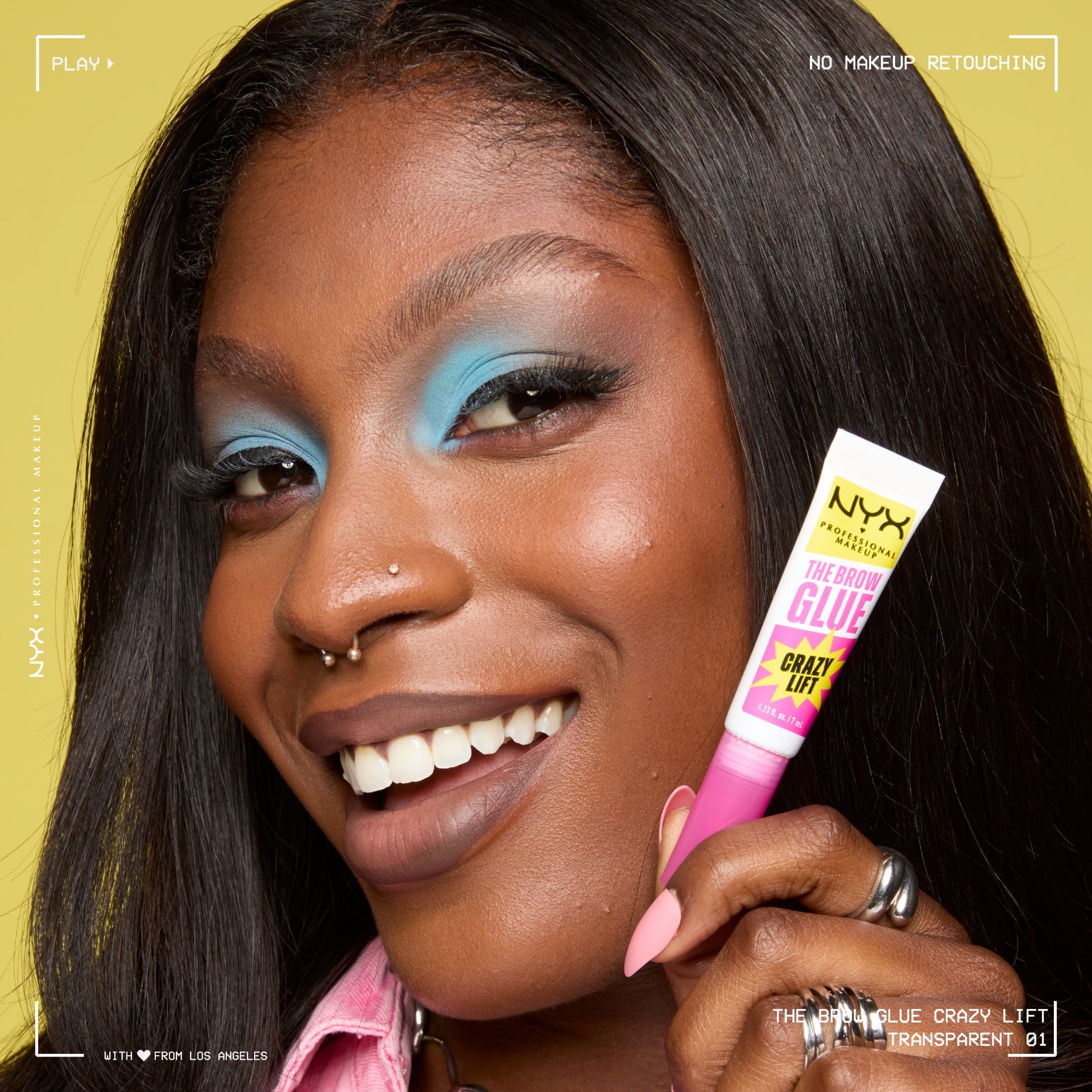 NYX Professional Makeup The Brow Glue Crazy Lift, Shaping Flake-Proof Eyebrow Gel, 24 Hour Hold, Clear, 0.23 fl oz