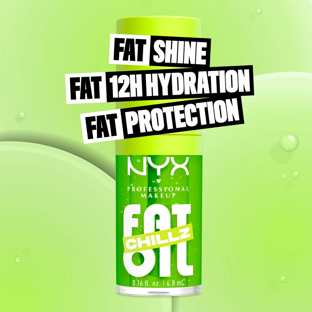 NYX Professional Makeup Fat Oil Chillz Lip Gloss, 12 Hour Hydration, Kiwi Freezie, 0.16 fl oz