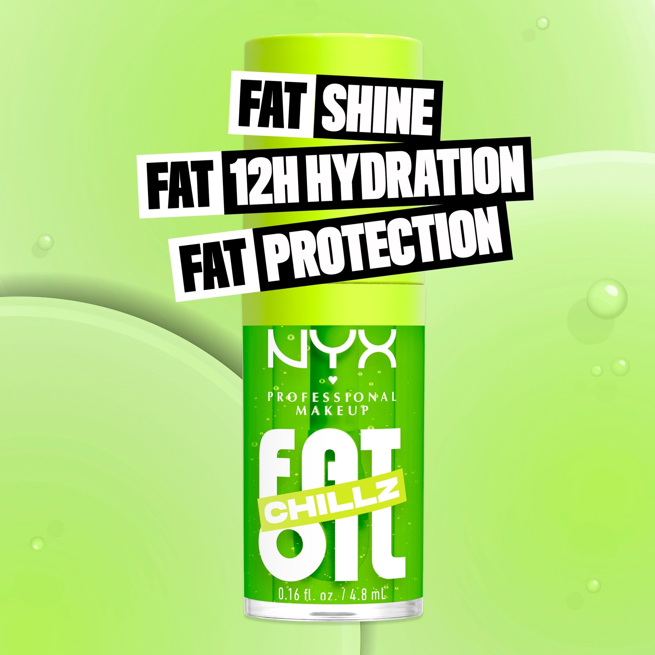 NYX Professional Makeup Fat Oil Chillz Lip Gloss, 12 Hour Hydration, Kiwi Freezie, 0.16 fl oz