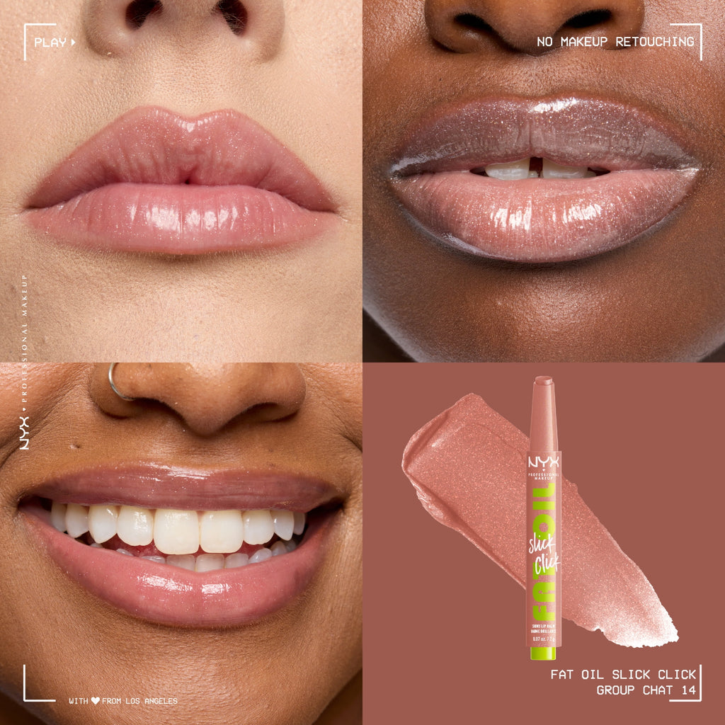 NYX Professional Makeup Fat Oil Slick Click Hydrating Tinted Lip Gloss with Lightweight Hydration, Group Chat, 0.07 oz