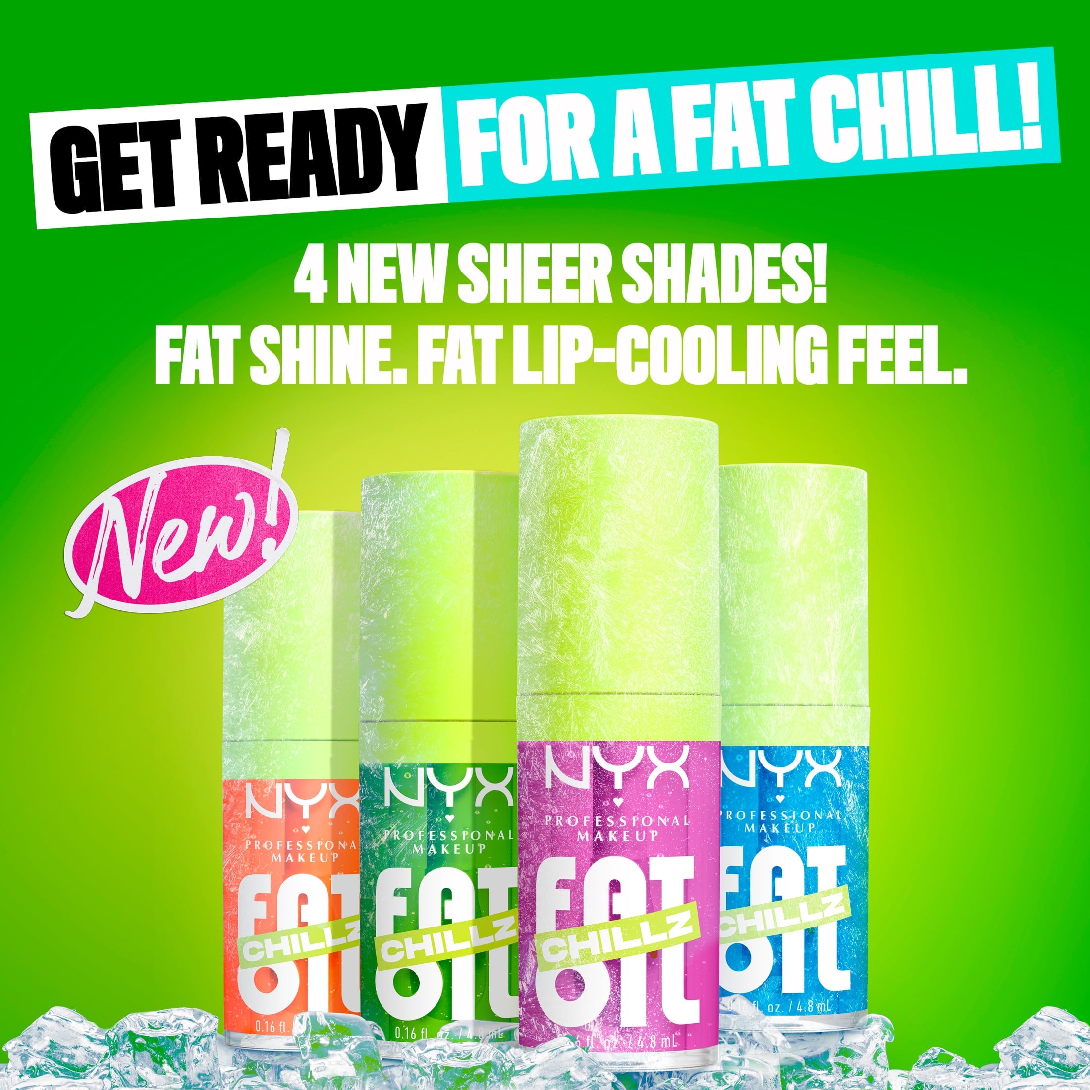 NYX Professional Makeup Fat Oil Chillz Lip Gloss, 12 Hour Hydration, Kiwi Freezie, 0.16 fl oz