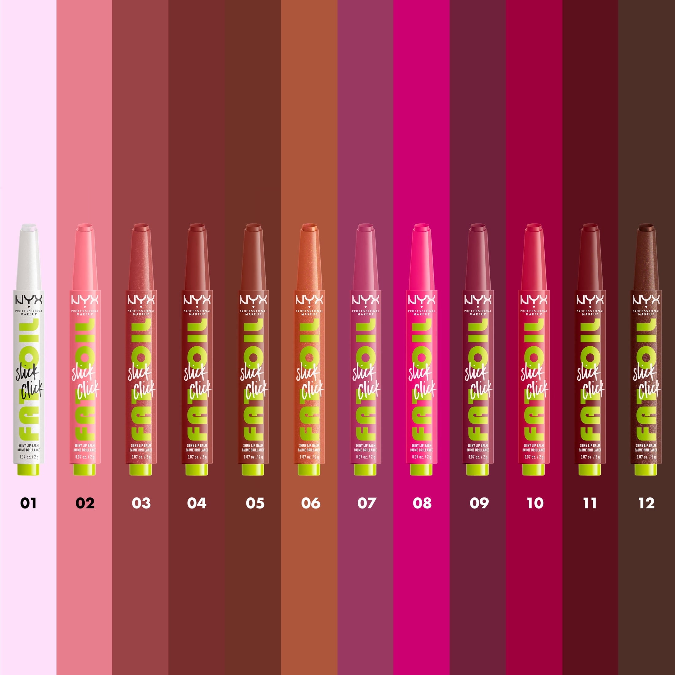 NYX Professional Makeup Fat Oil Slick Click Hydrating Tinted Lip Gloss with Lightweight Hydration, Double Tap, 0.07 oz