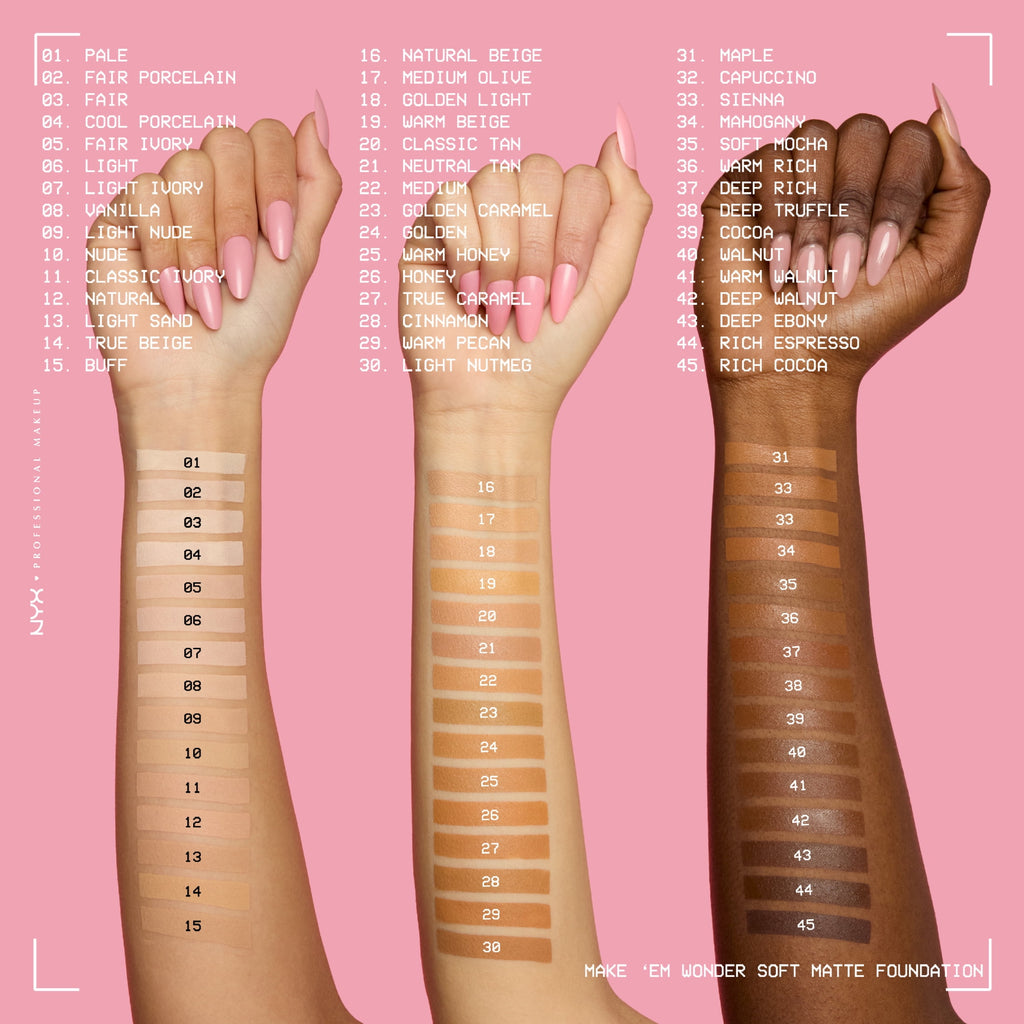NYX Professional Makeup Make 'EM Wonder, 24H Soft Matte Foundation Makeup, VANILLA 08