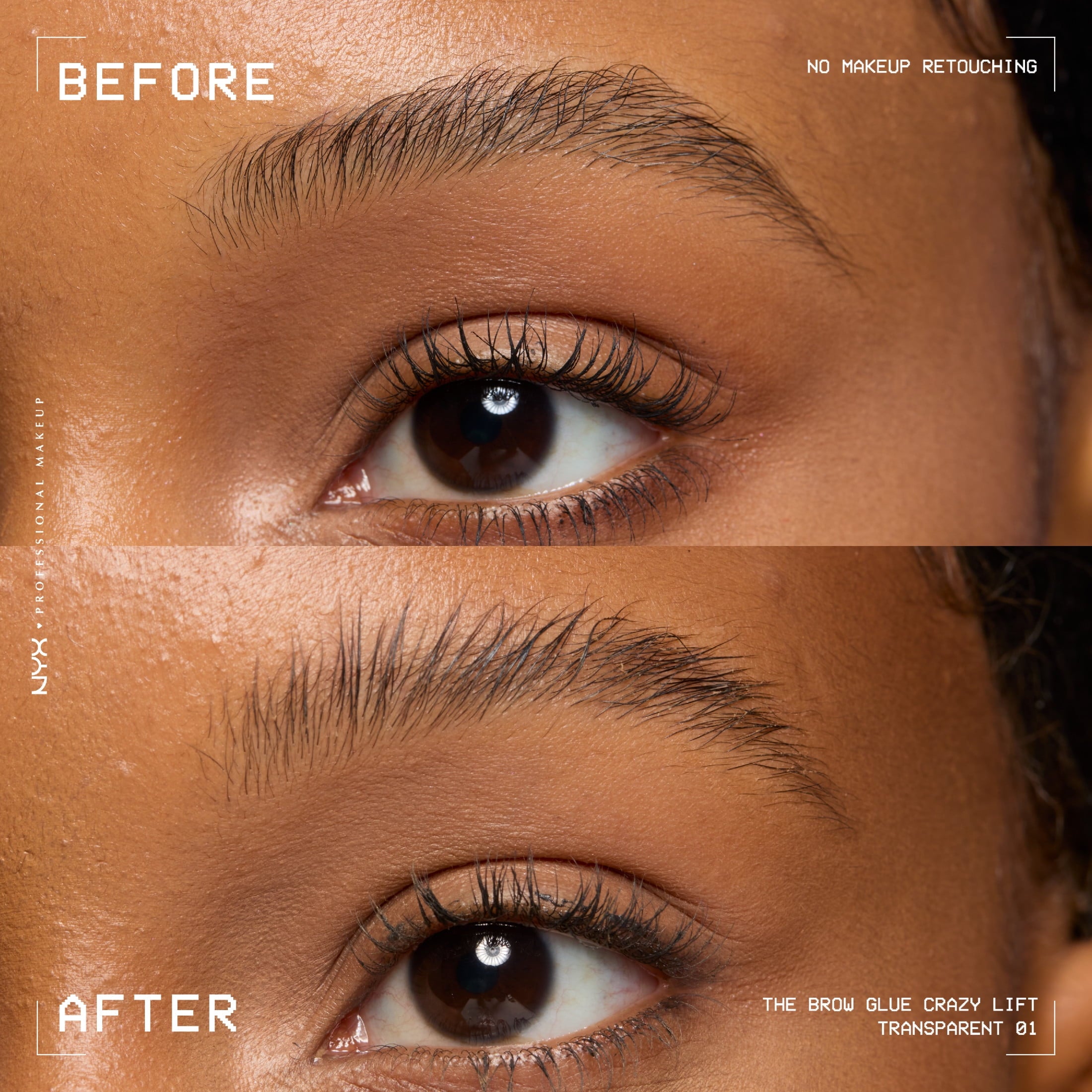 NYX Professional Makeup The Brow Glue Crazy Lift, Shaping Flake-Proof Eyebrow Gel, 24 Hour Hold, Clear, 0.23 fl oz