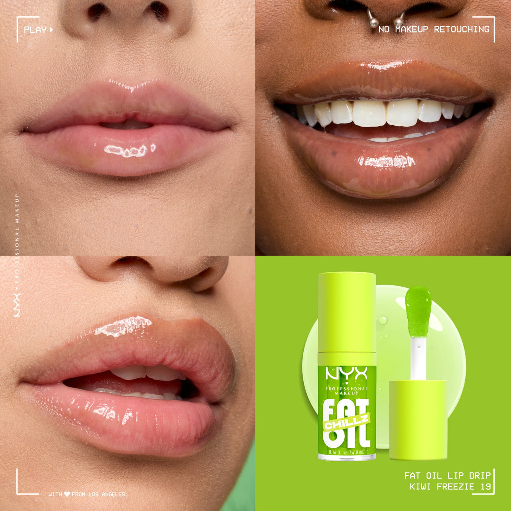 NYX Professional Makeup Fat Oil Chillz Lip Gloss, 12 Hour Hydration, Kiwi Freezie, 0.16 fl oz