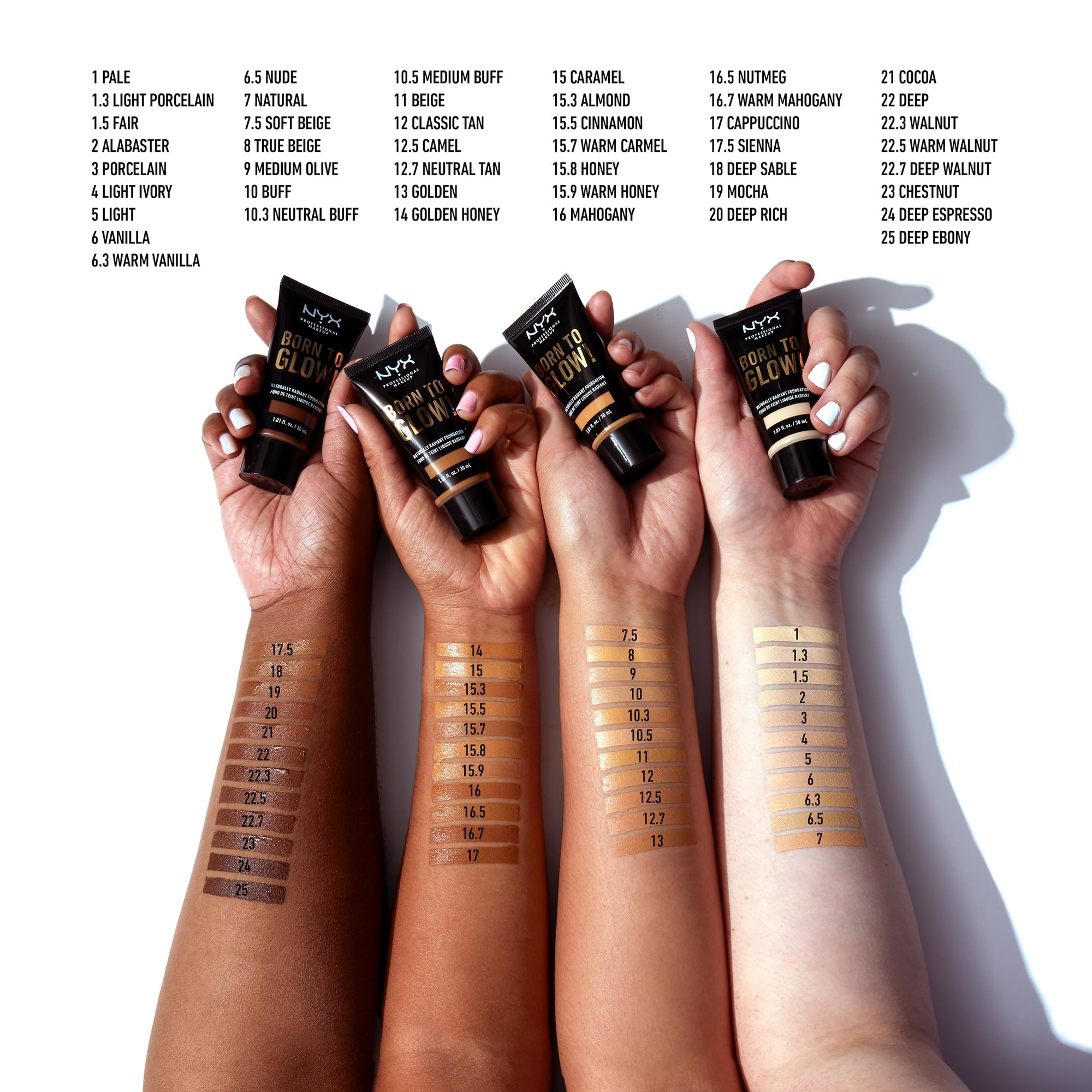 NYX Professional Makeup Born To Glow Naturally Radiant Foundation, Medium Coverage, Sienna