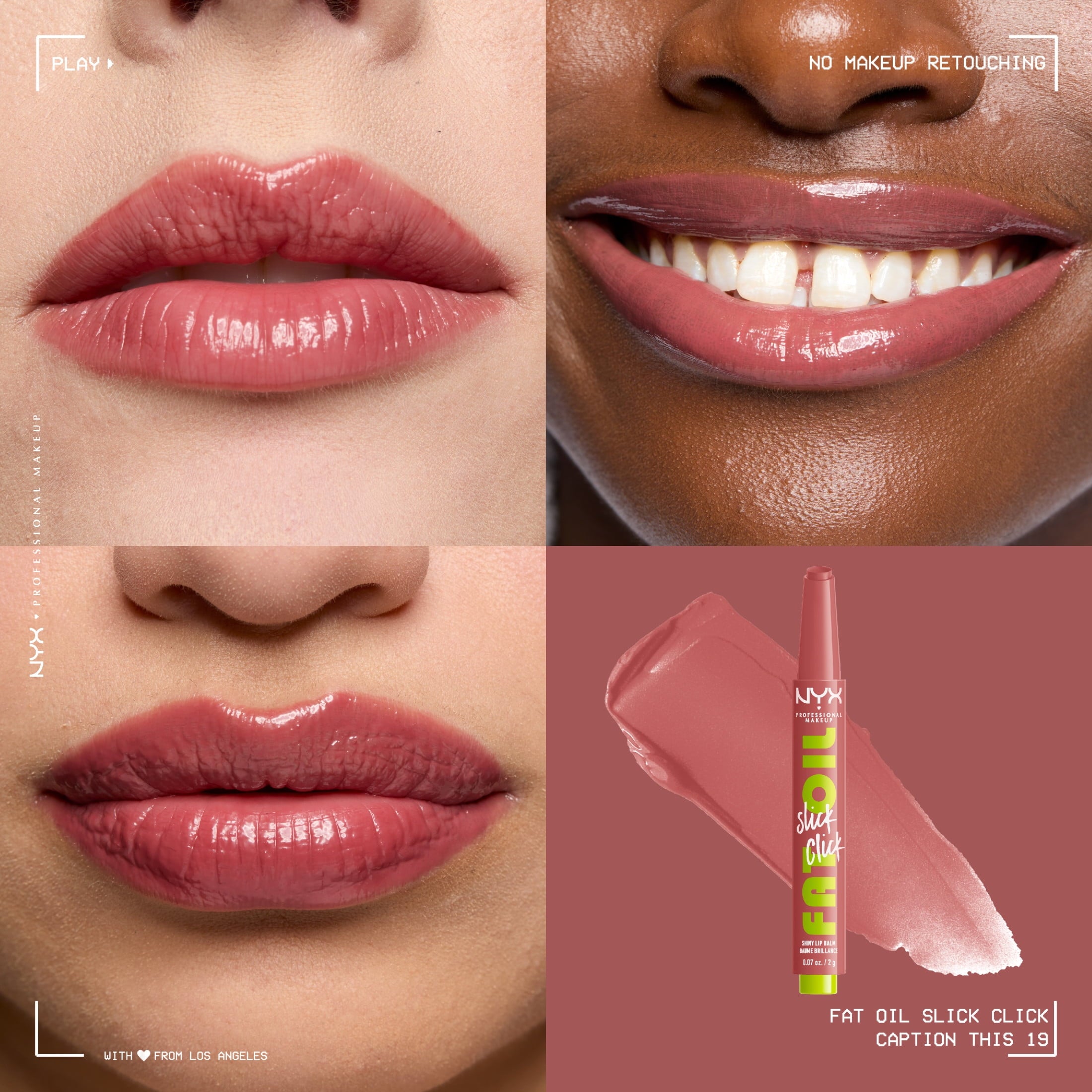 NYX Professional Makeup Fat Oil Slick Click Hydrating Tinted Lip Gloss with Lightweight Hydration, Caption This, 0.07 oz