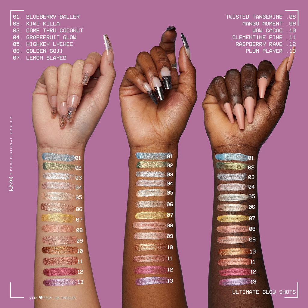 NYX Professional Makeup Ultimate Glow Shots Shimmer Liquid Eyeshadow, Plum Player