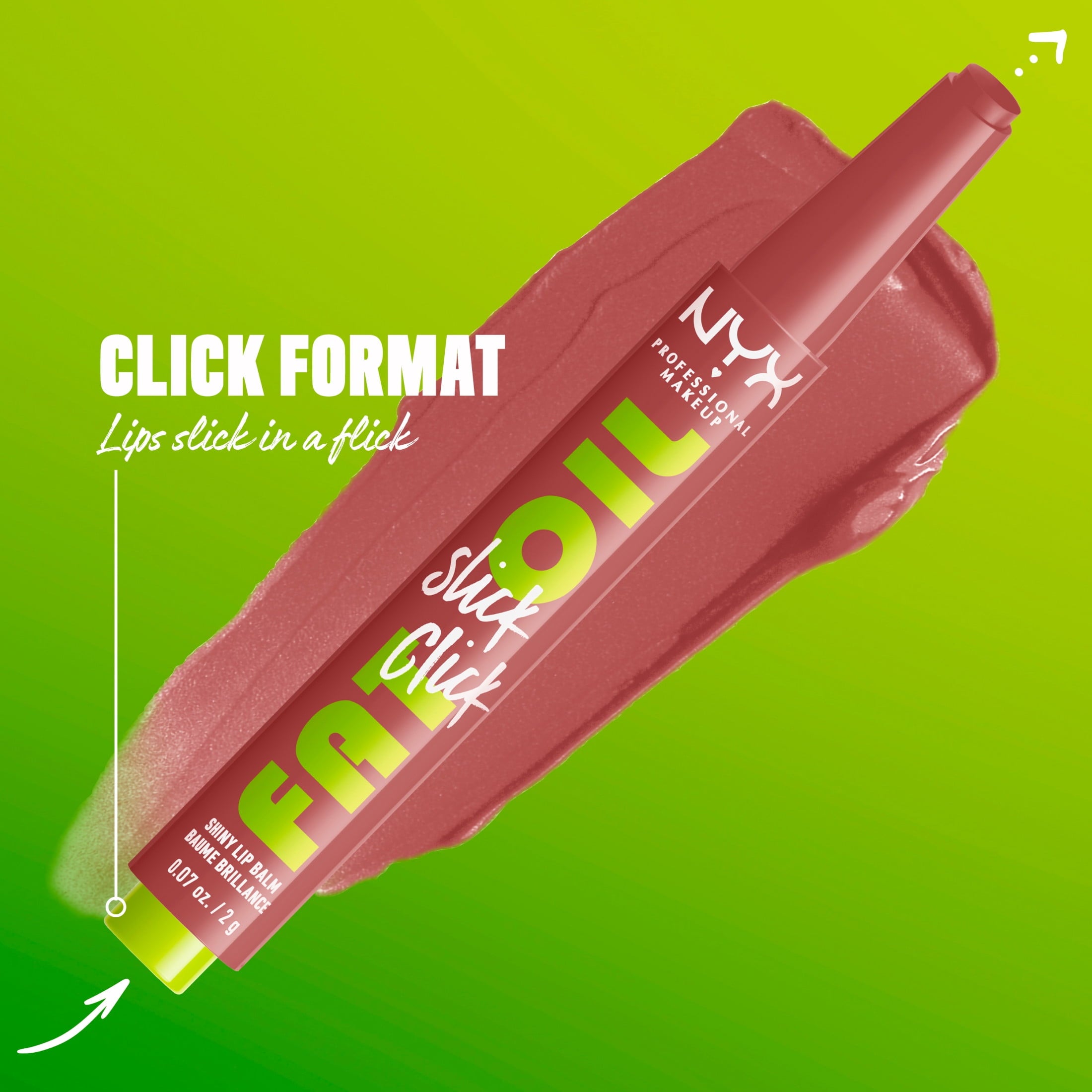 NYX Professional Makeup Fat Oil Slick Click Hydrating Tinted Lip Gloss with Lightweight Hydration, Profile Pic, 0.07 oz