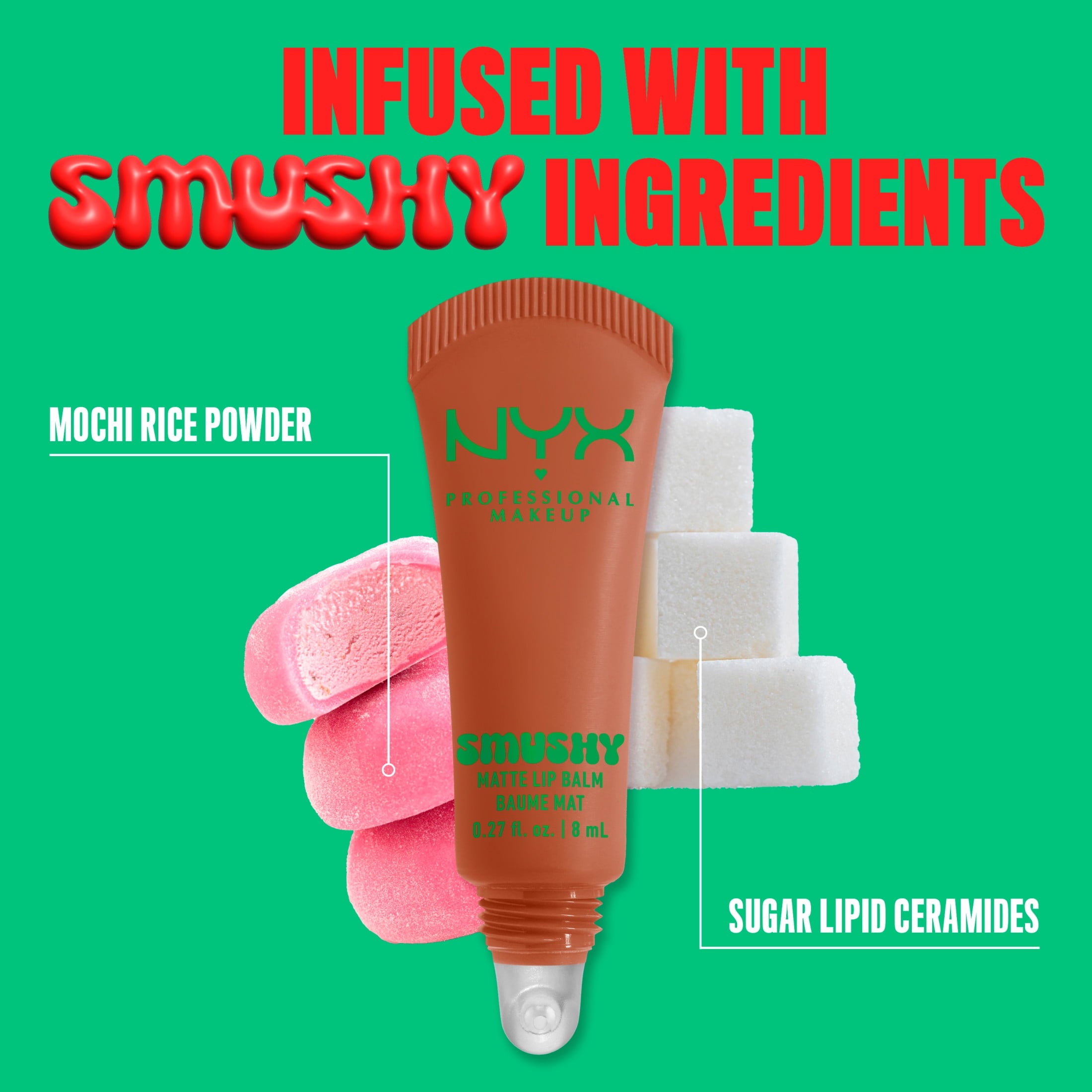 NYX Professional Makeup Smushy Matte Lip Balm, Soft Smile, Soft Nude, 0.27 fl oz
