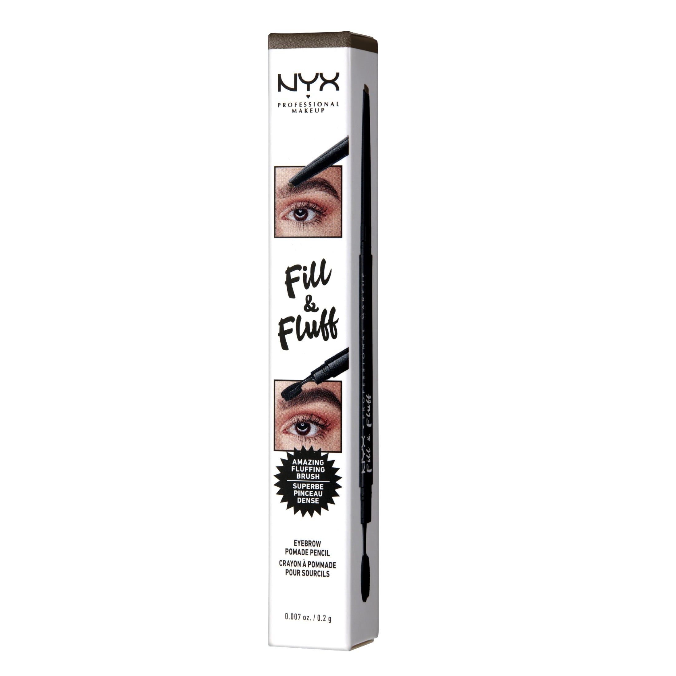 NYX Professional Makeup Fill & Fluff Eyebrow Pencil Pomade, Ash Brown