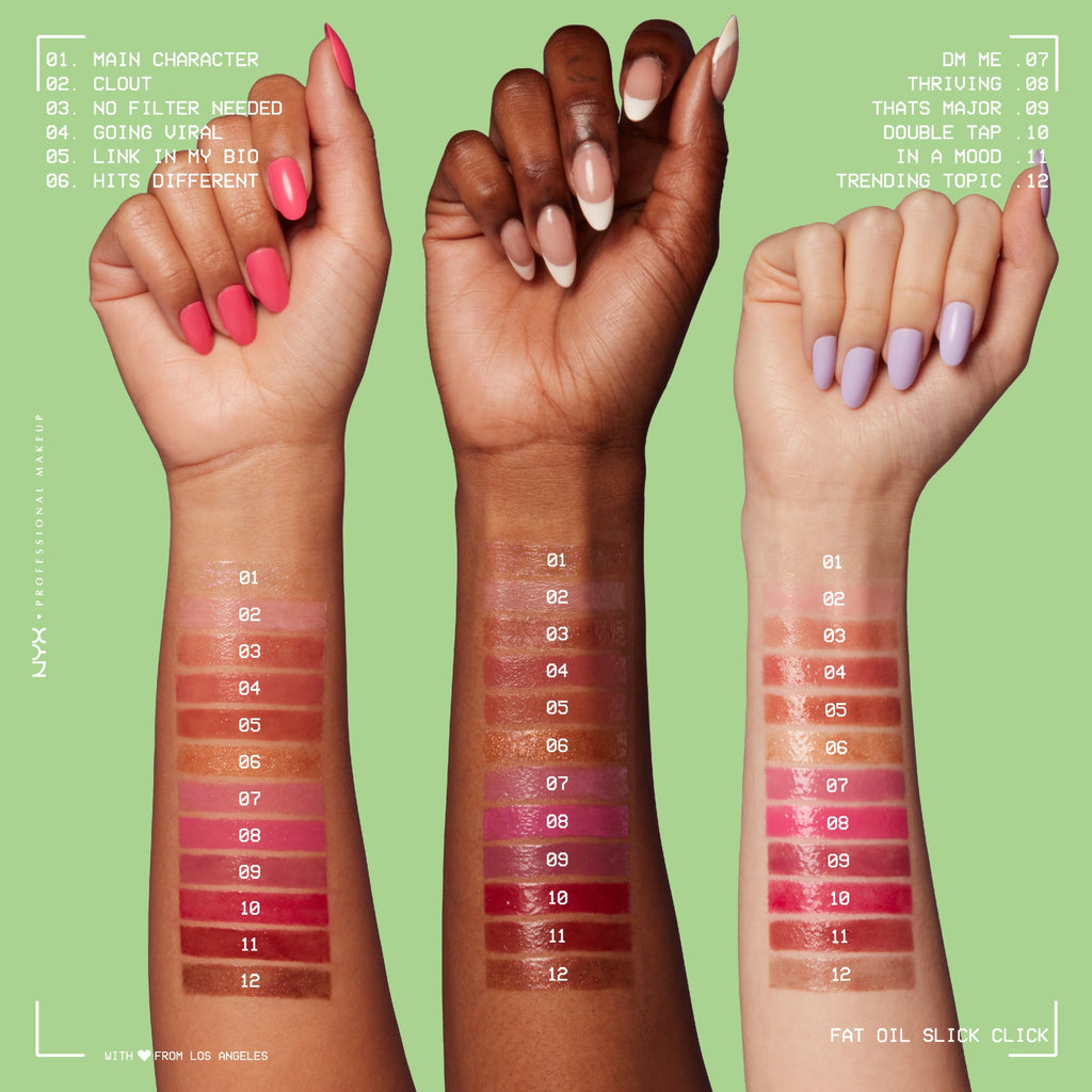 NYX Professional Makeup Fat Oil Slick Click Hydrating Tinted Lip Gloss with Lightweight Hydration, Double Tap, 0.07 oz