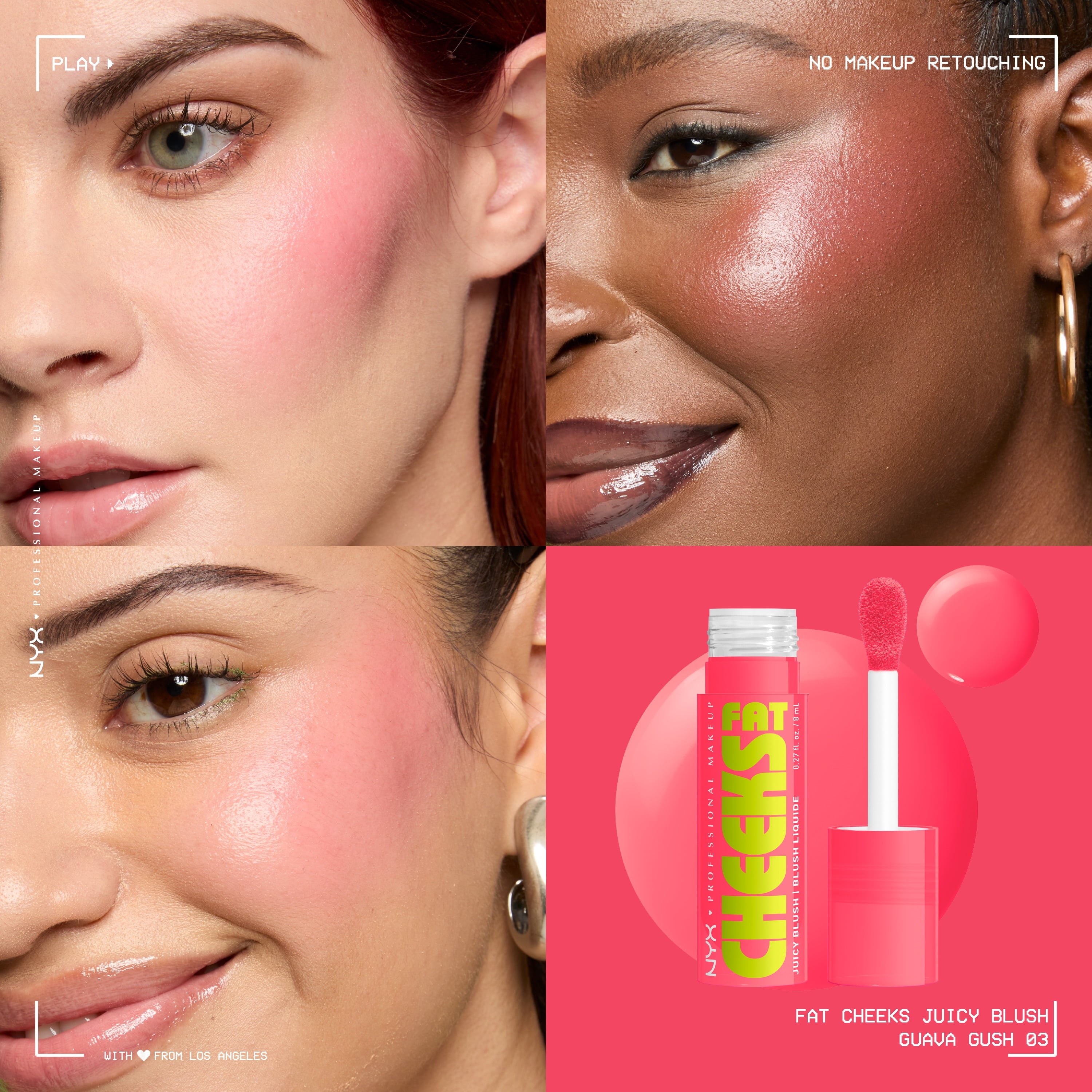 NYX Professional Makeup Fat Cheeks Liquid Blush, Guava Gush 03