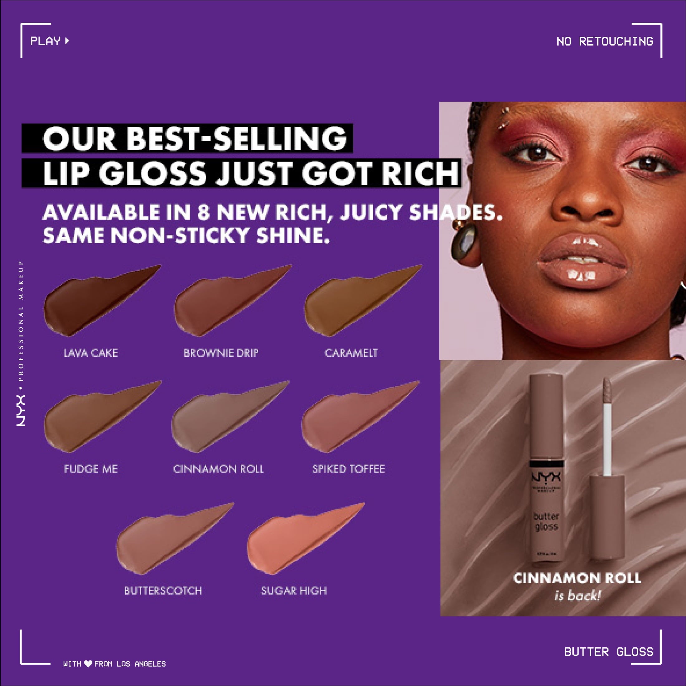 (2 pack) NYX Professional Makeup Butter Gloss Non-Sticky Lip Gloss, Brownie Drip, 0.27 fl oz