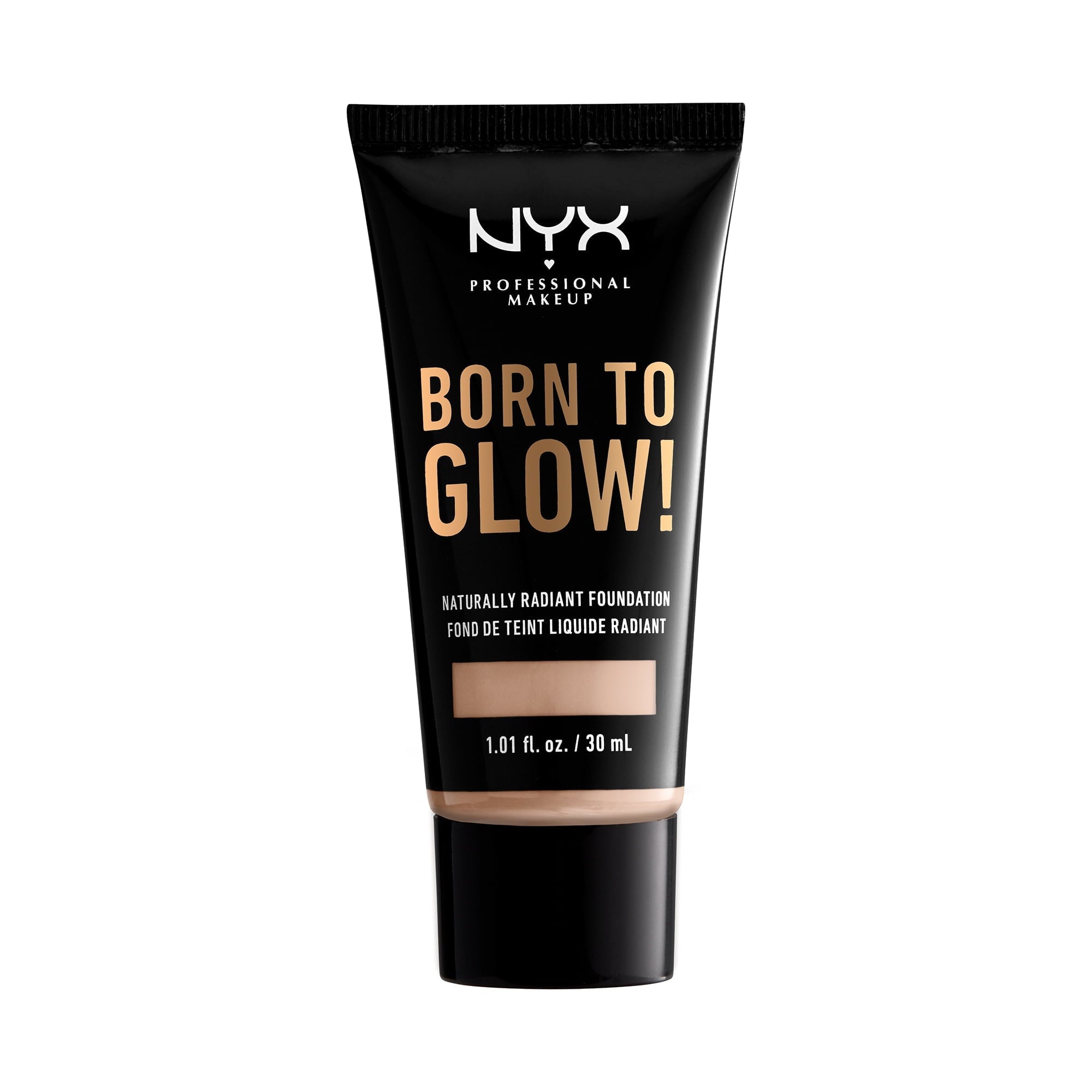 NYX Professional Makeup Born To Glow Naturally Radiant Foundation, Medium Coverage, Porcelain, 1.01 fl oz