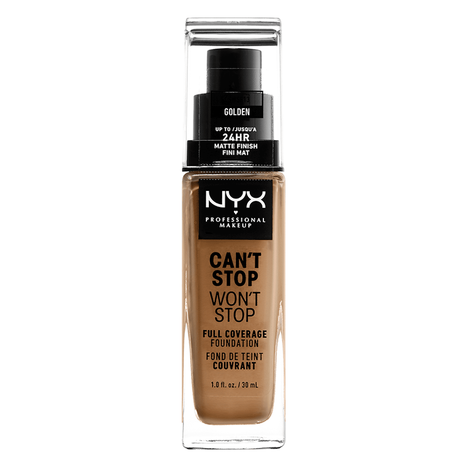NYX Professional Makeup Can't Stop Won't Stop 24hr Full Coverage Liquid Foundation, Matte Finish, Waterproof, Golden