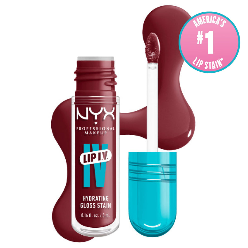 NYX Professional Makeup Lip IV Hydrating Lip Gloss & Lip Stain with Coconut Water, Drippin in Rose, 0.16 fl oz