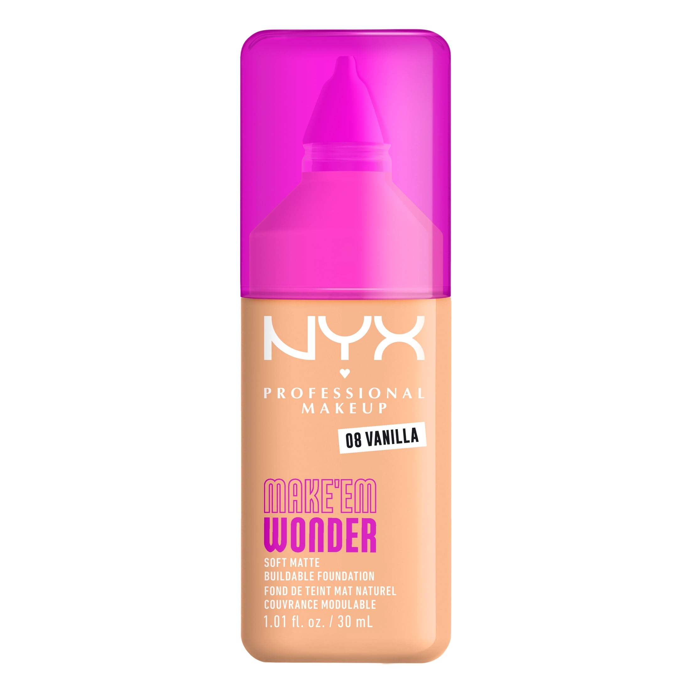 NYX Professional Makeup Make 'EM Wonder, 24H Soft Matte Foundation Makeup, VANILLA 08