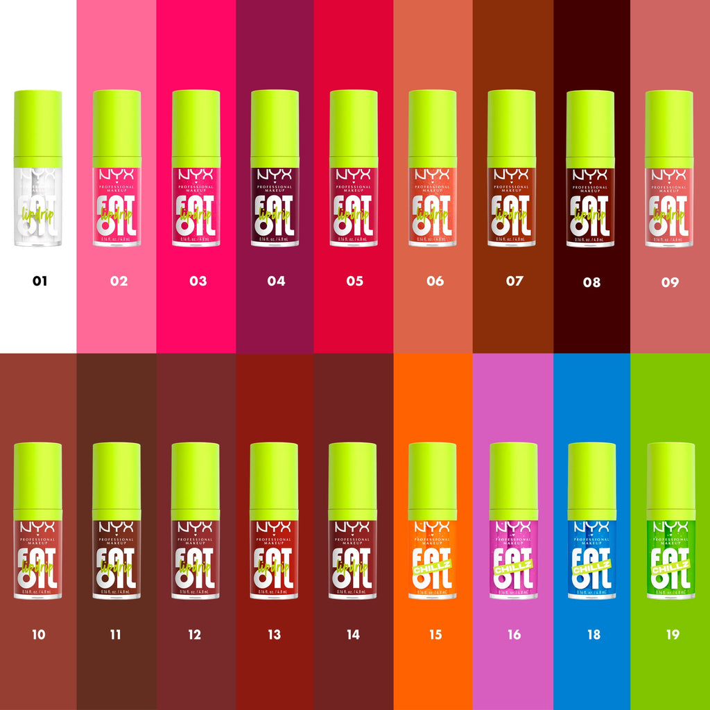 NYX Professional Makeup Fat Oil Chillz Lip Gloss, 12 Hour Hydration, Strawberry Slush, 0.16 fl oz