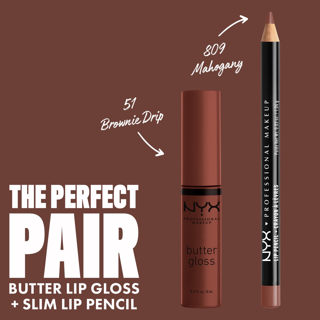(2 pack) NYX Professional Makeup Butter Gloss Non-Sticky Lip Gloss, Brownie Drip, 0.27 fl oz