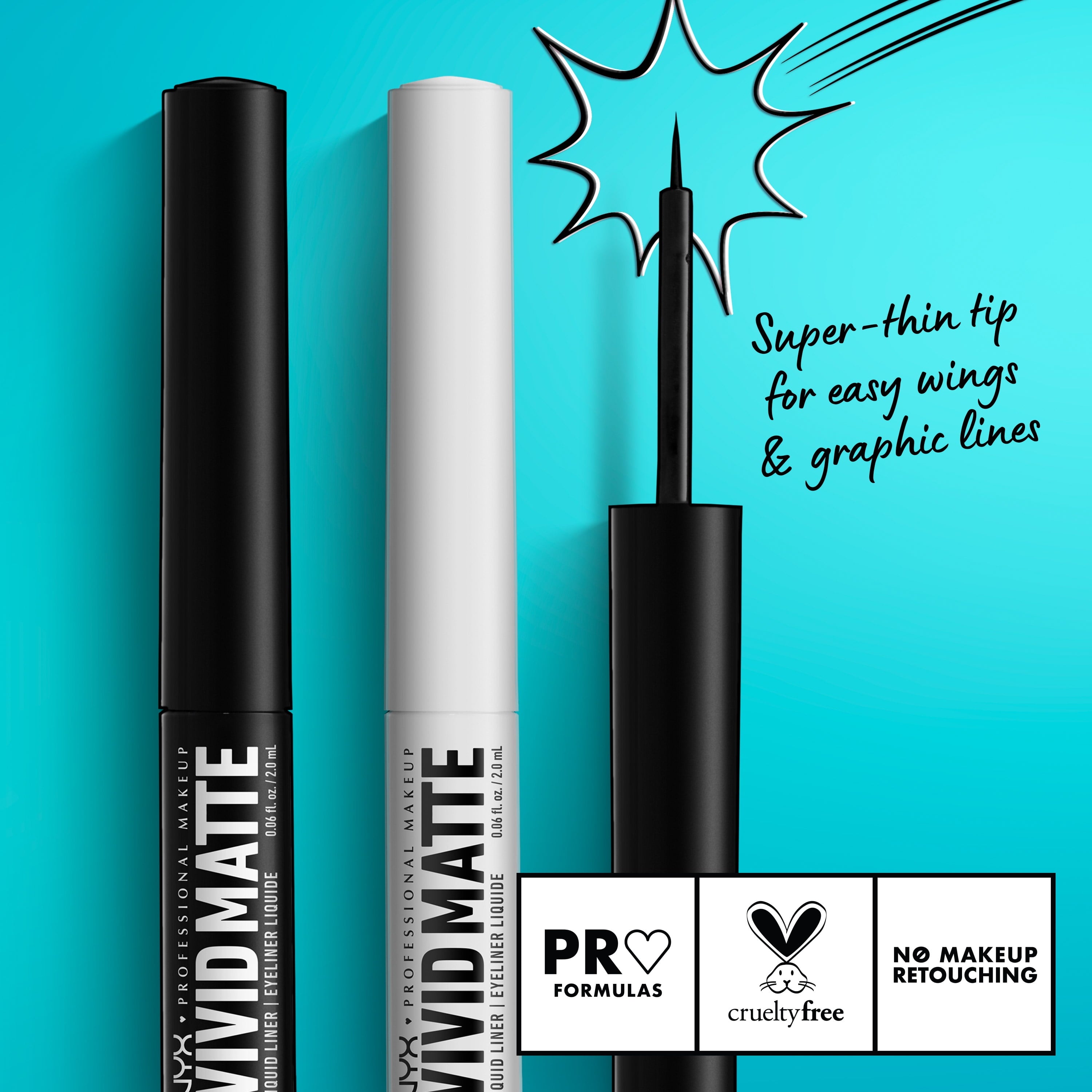 NYX Professional Makeup Vivid Matte Liquid Liner, Smear-Resistant Eyeliner with Precise Tip, White