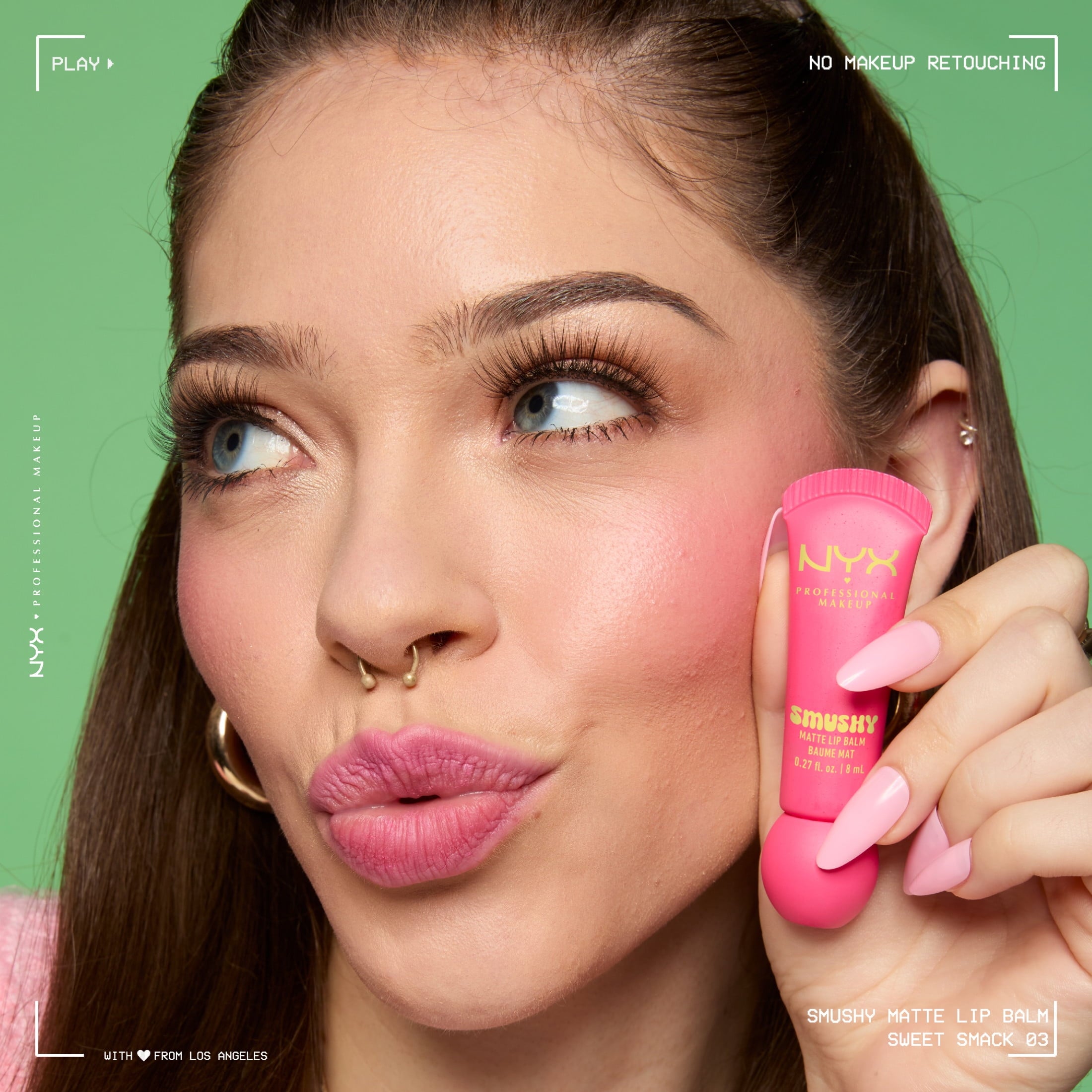 NYX Professional Makeup Smushy Matte Lip Balm, Sweet Smack, Mid-Tone Pink, 0.27 fl oz