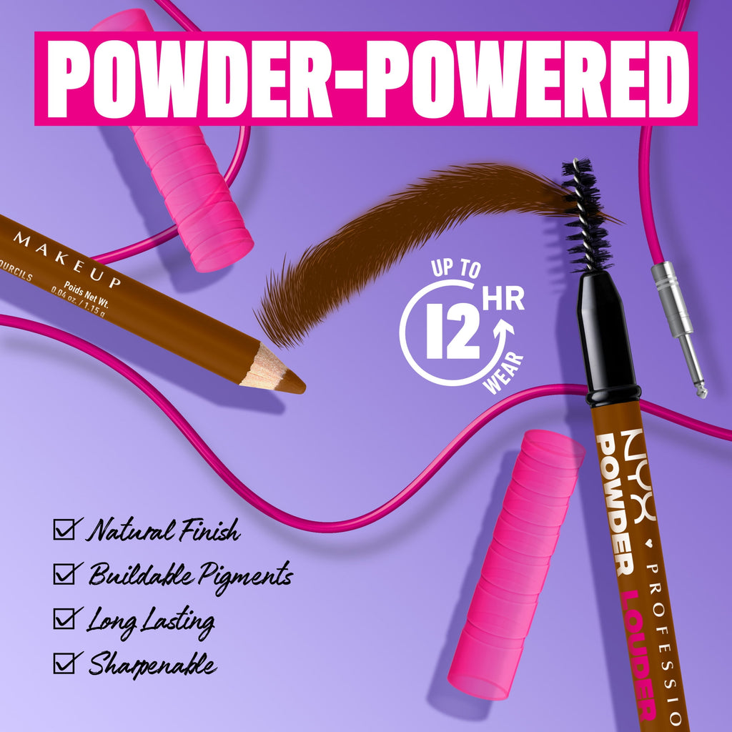 NYX Professional Makeup  Powder Louder, Brow Pencil, Auburn, 1 Count, Auburn, 0.04 oz