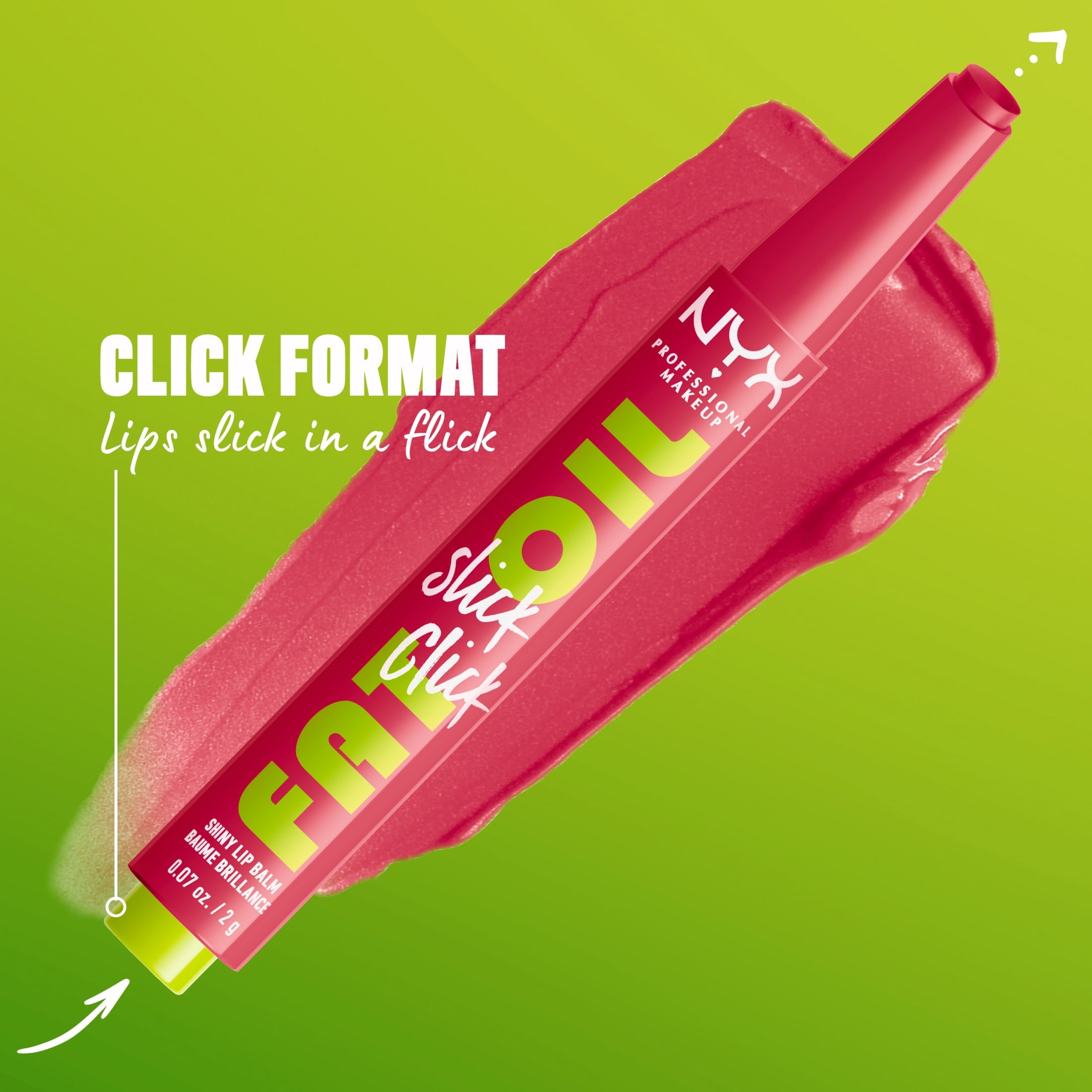 NYX Professional Makeup Fat Oil Slick Click Hydrating Tinted Lip Gloss with Lightweight Hydration, Double Tap, 0.07 oz