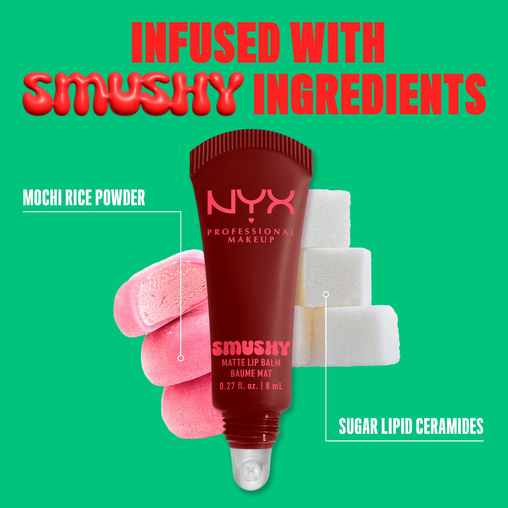 NYX Professional Makeup Smushy Matte Lip Balm, Smudge Fudge, Chocolate Brown, 0.27 fl oz