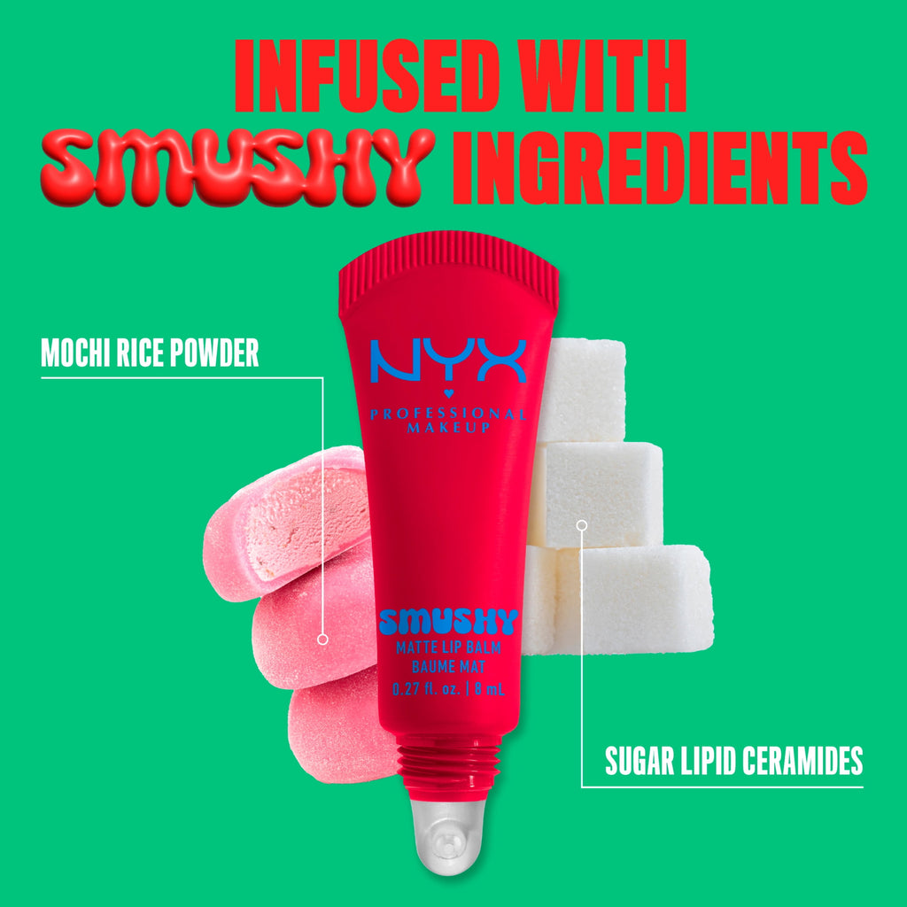 NYX Professional Makeup Smushy Matte Lip Balm, Sassy Stuff, Candy Apple Red, 0.27 fl oz